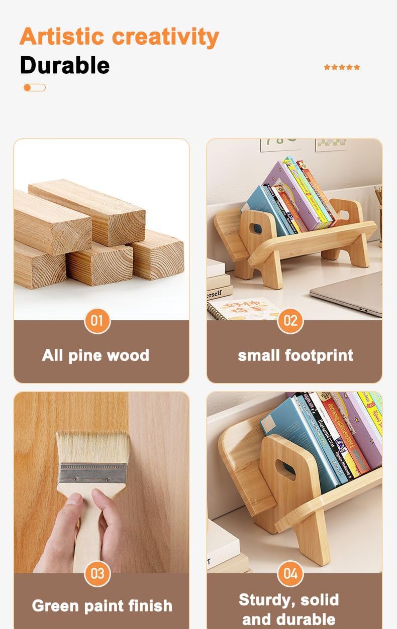 Solid Wood Minimalist 1-Shelf Desktop Shelf - Rustic Bookshelf, 15.75"L x 7.28"W x 6.7"H, Natural Finish, Desktop Organizer Bookstand, Office & Home Study Area 1 61jKua6ieHL. AC SL1253 - northernschoolofshiatsu.co.uk