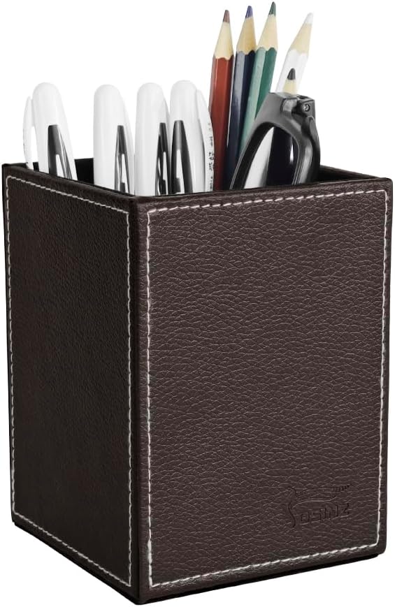 Pen Pencil Holder Cup Container PU Leather Desk Organizer Stand Decor Brush Scissor Holder Decoration Office Desk Home School (3.3" x 3.3" x 4", Black) 109 61jgAEpEaaL. AC SL1001 - northernschoolofshiatsu.co.uk