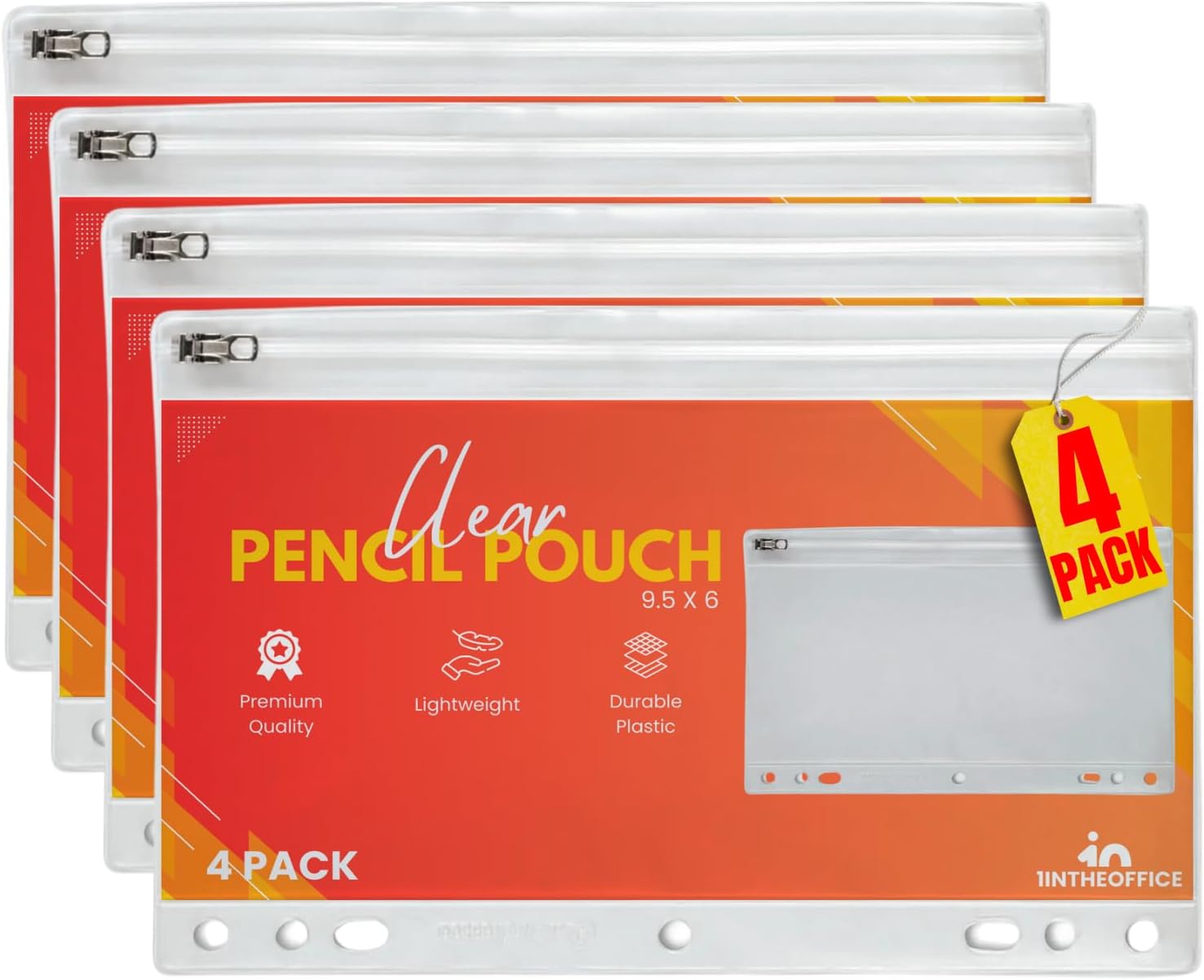 1InTheOffice Clear Pencil Pouch For 3 Ring Binder, Ring Binder Pockets with Zipper, Vinyl, 4 Pack 1 61jmSL2NrzL. AC SL1500 - northernschoolofshiatsu.co.uk