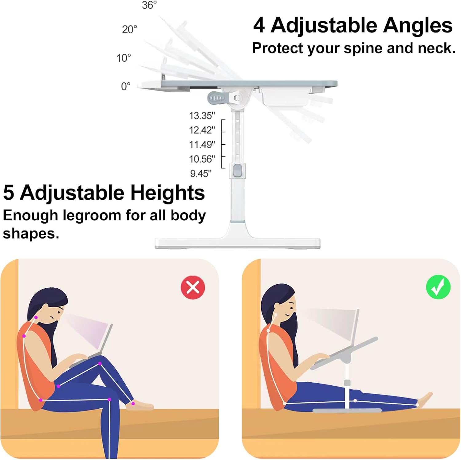 Laptop Bed Desk, Adjustable Laptop Lap Desk with Drawer, X-Large Foldable Bed Table Tray for Bed Couch Floor Desk Writing Working Reading Eating Painting (Marble, 23.6"×15.7") 22 61k5+vD50EL. AC SL1500 - northernschoolofshiatsu.co.uk