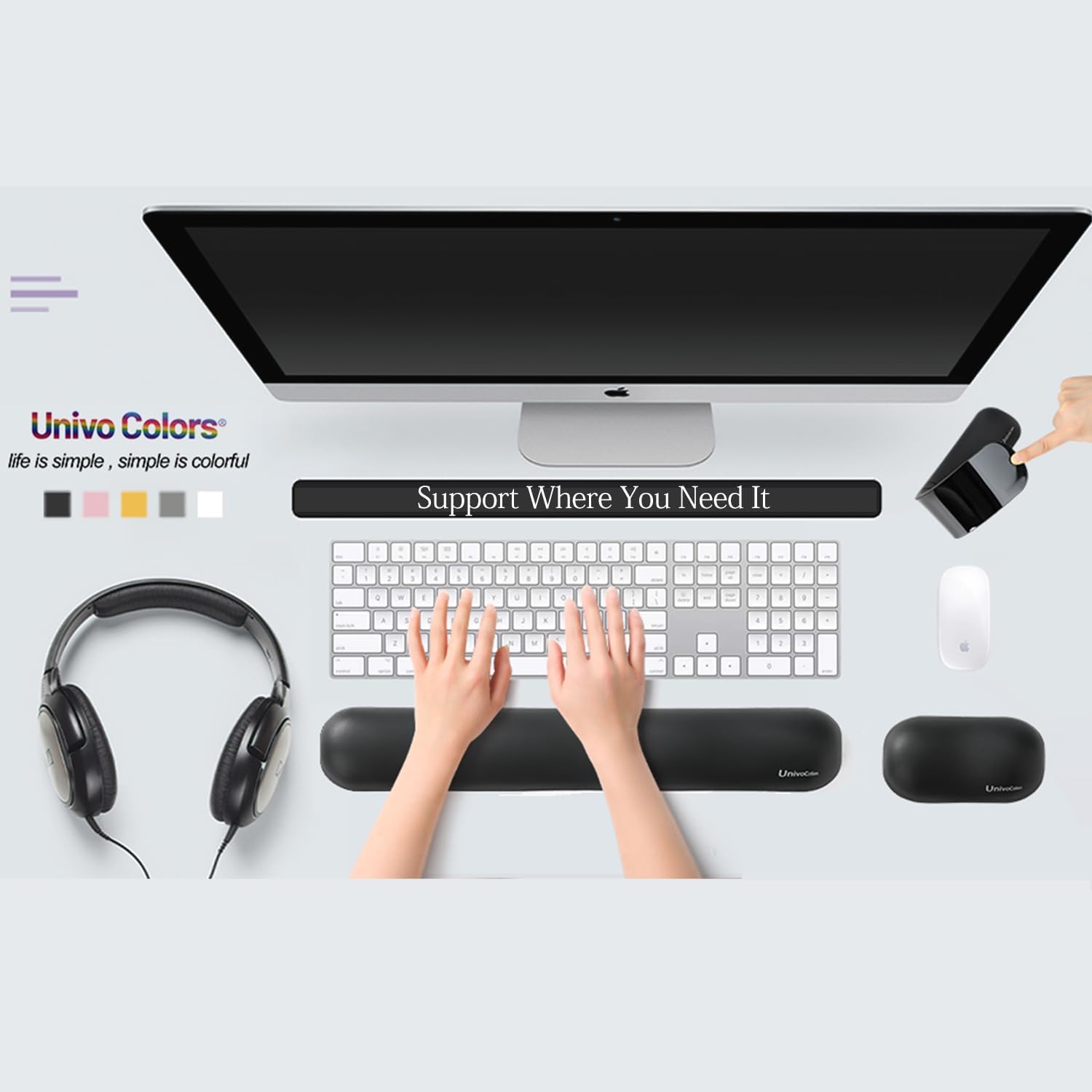 UnivoColors Design-Wave Set of Keyboad Wrist Rest & Mouce Pad,Artificial Sheepskin+Memory Foam+Ergonomic+Anti-Slip Gel, Resilience Support During Work and Gaming,Keyboard Accessory,White 40 61k66YEyz+L. AC SL1500 - northernschoolofshiatsu.co.uk