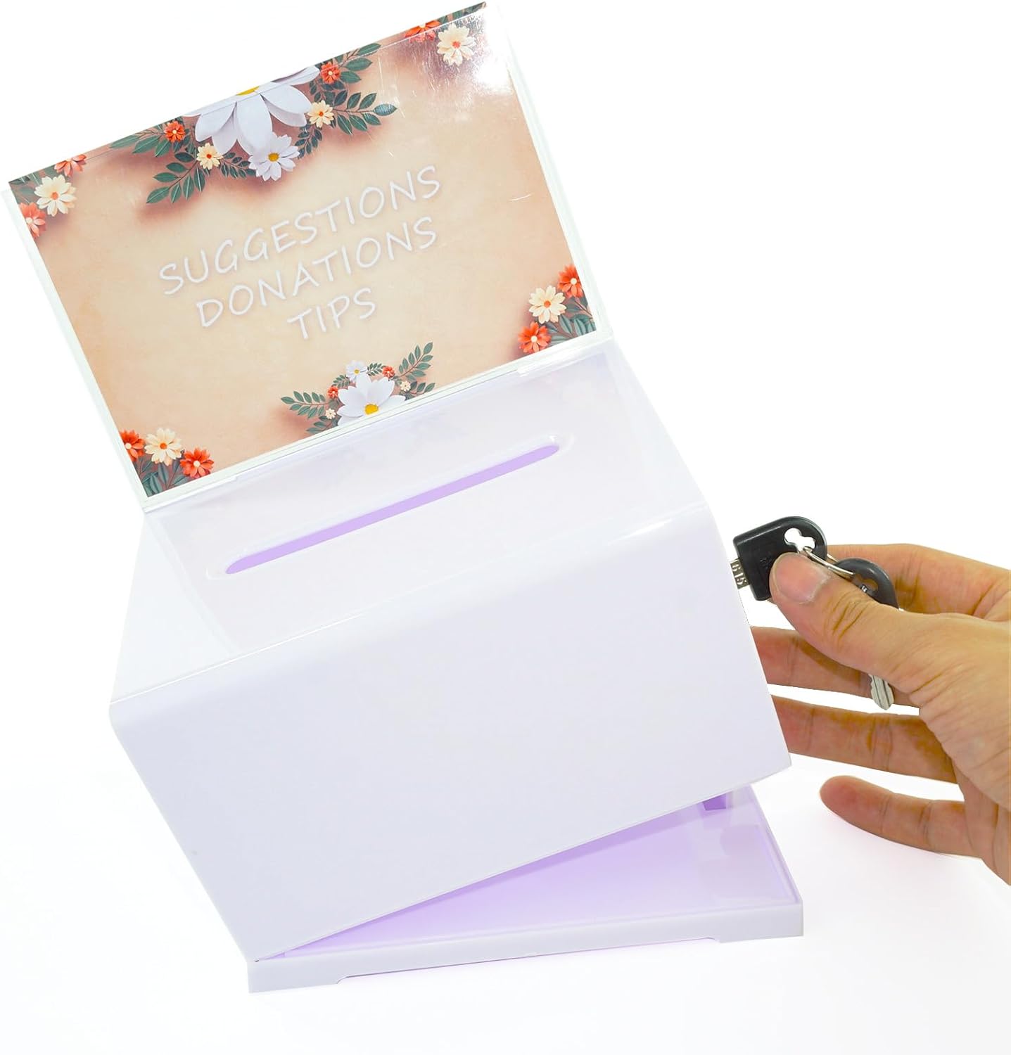 Donation Ballot Box with Lock - Secure Suggestion Box Perfect for Business Cards (6.25" x 4.5" x 4") white 6 61kDrfbopsL. AC SL1500 - northernschoolofshiatsu.co.uk