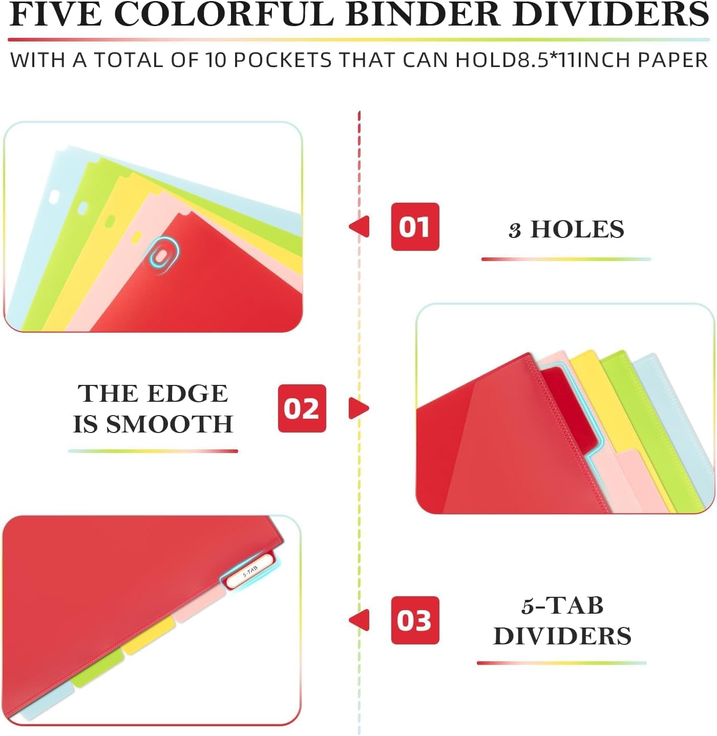 2 Inch 3 Ring Binders for Letter-Size 11" x 8.5" with 5-Tab Dividers and Low Profile Clipboards Three Ring Binder for School Class Office Supplies, Rose Floar 9 61kQ+VrXGBL. AC SL1438 - northernschoolofshiatsu.co.uk