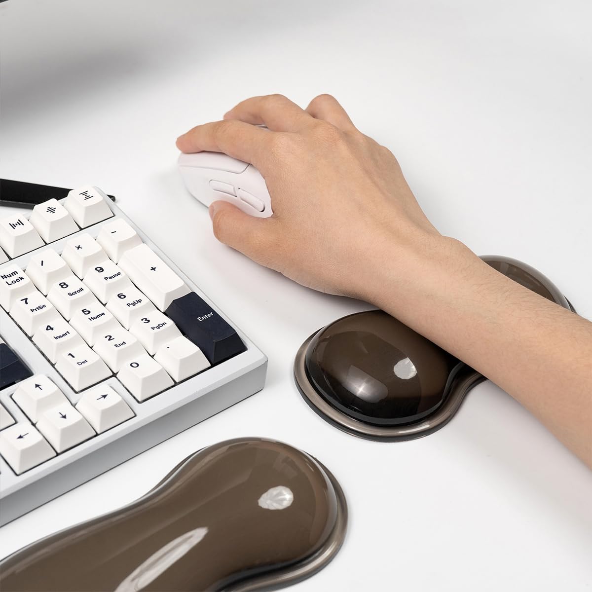 Clear Gel Wrist Rest for Keyboard and Mouse, White Silicone Keyboard Wrist Rest Set, Cute Ergonomic Wrist Rest for Keyboard 60%/75%(White) 90 - northernschoolofshiatsu.co.uk