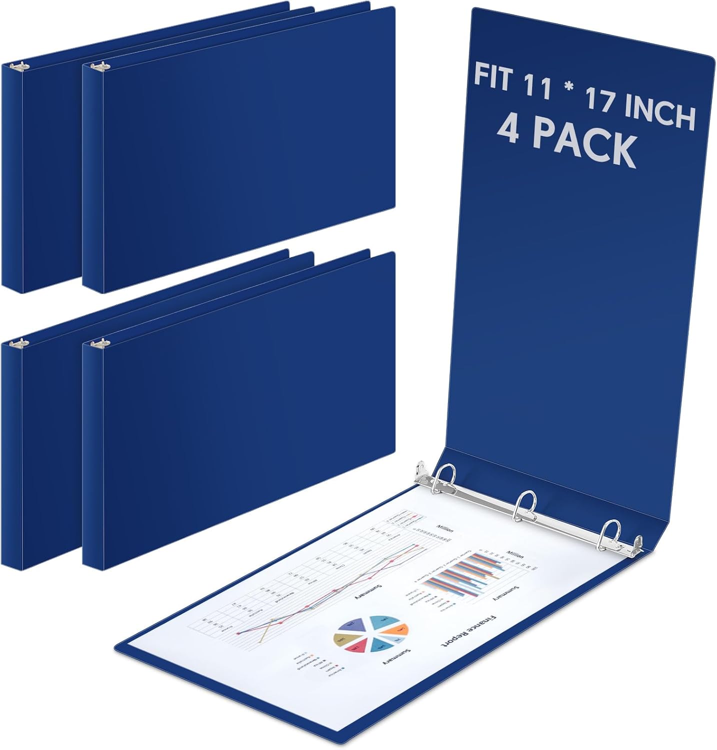 4 Pcs 11 x 17 Inch 3 Ring Binders Slant Rings Heavy Duty View D Ring Binders Economy Holds 11" x 17" Paper for Artwork Blueprints, Office, Home, Work Places(White,1 Inch) 9 - northernschoolofshiatsu.co.uk
