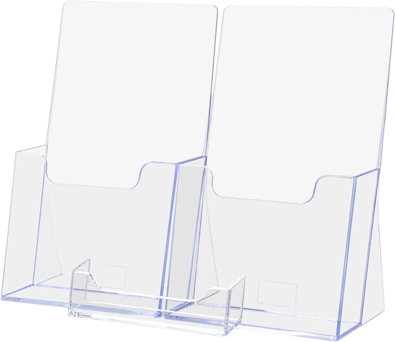 Double Brochure Holder for 4.25" Wide Trifolds with Attached 3.5" x 2" Business or Contact Cards Pocket Clear Acrylic Retail Checkout Counter Rack Card Display Stand by Marketing Holders 1 61lqg94KO5L. AC SL1500 - northernschoolofshiatsu.co.uk