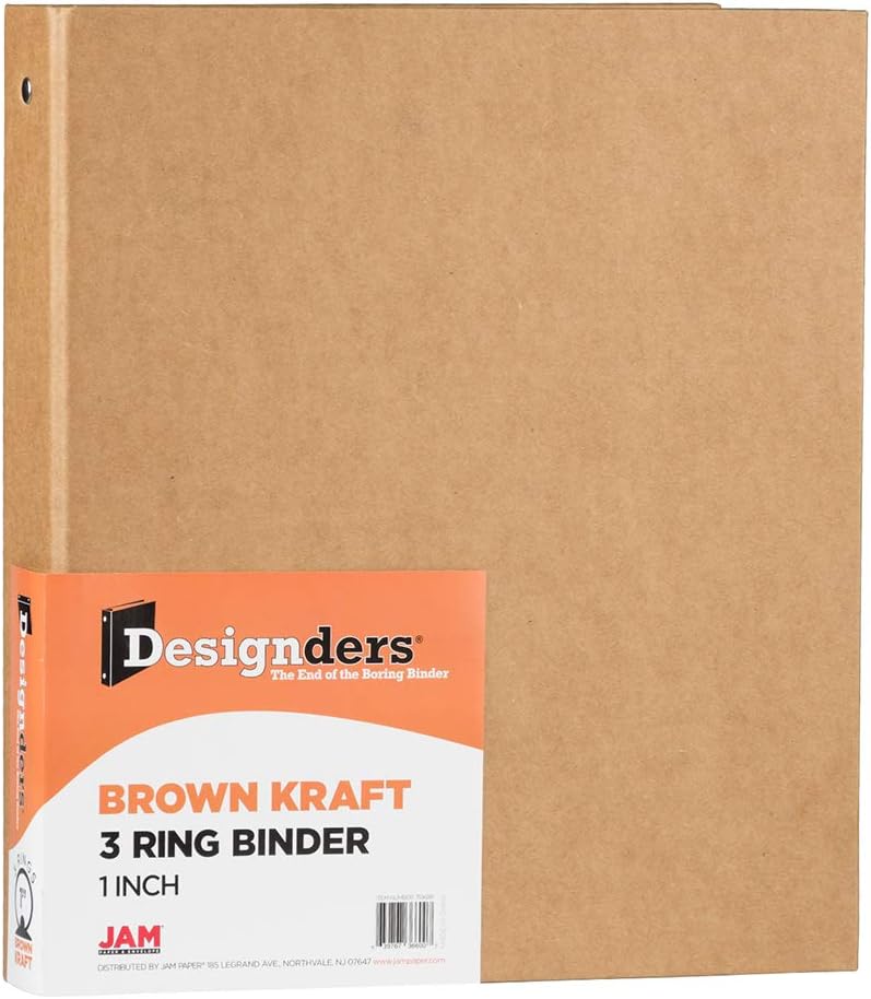 JAM PAPER Kraft 1 inch Binder - Natural Recycled Kraft 3 Ring Binder - Sold Individually 1 61lxyzgv dL. AC SL1000 - northernschoolofshiatsu.co.uk