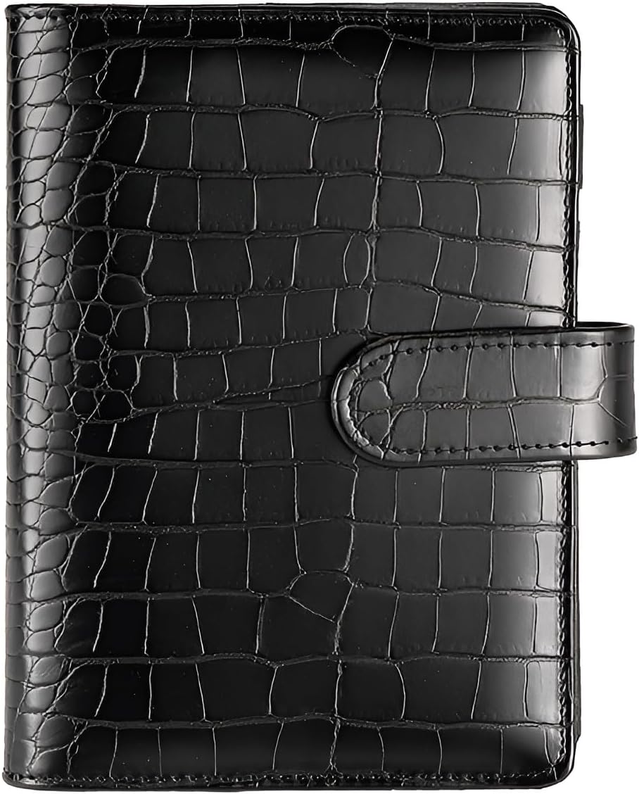 A5 6 Ring Binder Cover Crocodile - Large PU Leather Notebook Binder with Hidden Snap Buckle, Refillable Budget Planner, Beige 5 - northernschoolofshiatsu.co.uk