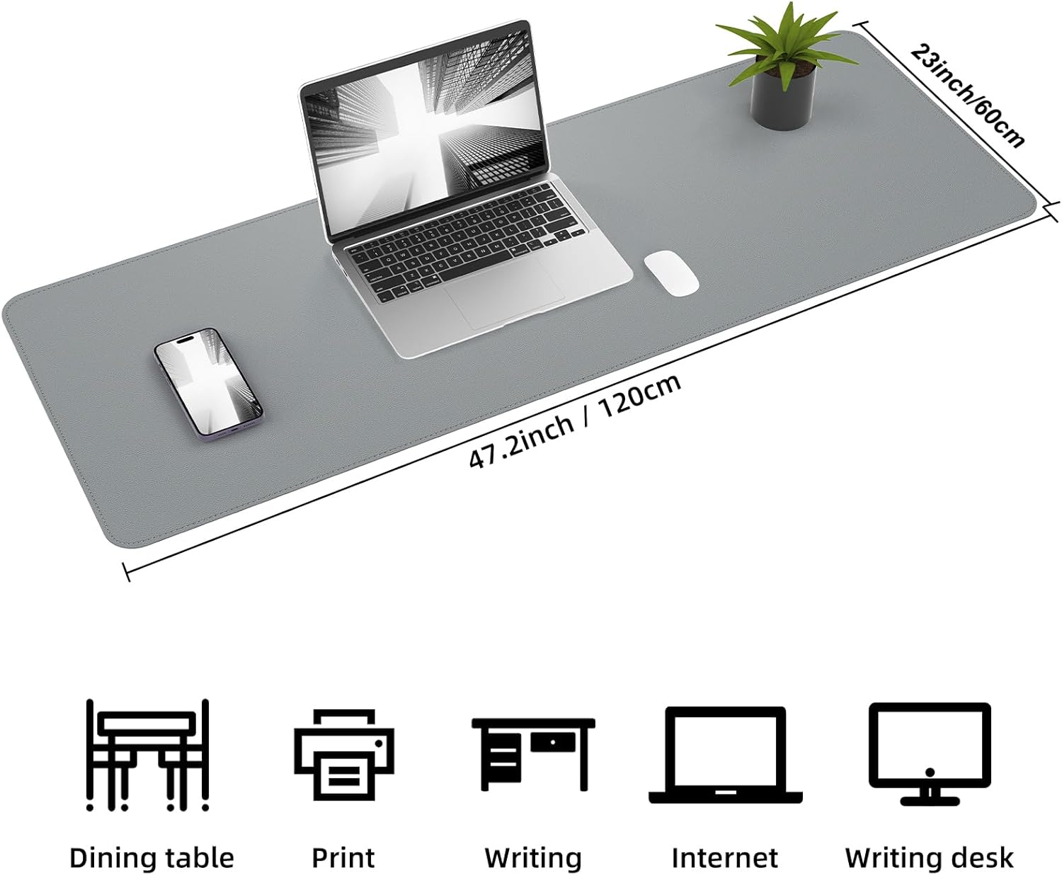 Large Desk Mat 47.2" x 17" Leather Desk Pad Protector with Natural Cork & PU Leather, Non-Slip Office Desk Mat, Large Mouse Pad, Waterproof Desk Blotter pad for Office&Home(Black) 286 - northernschoolofshiatsu.co.uk