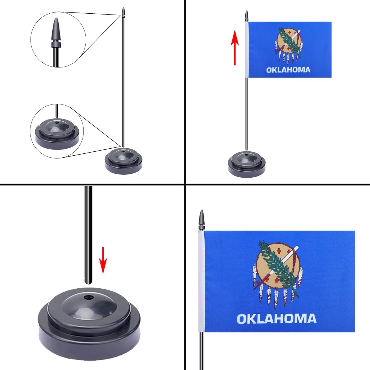 WXTWK 2 Pack USA Oklahoma Flag Oklahoma State Desk Flag Set - Mini Small Oklahoma Table Office Flags with Black 12" Solid Pole Stand Base Classroom Meeting Desktop Decorations 4 61oetBr9O8L. AC SL1300 - northernschoolofshiatsu.co.uk