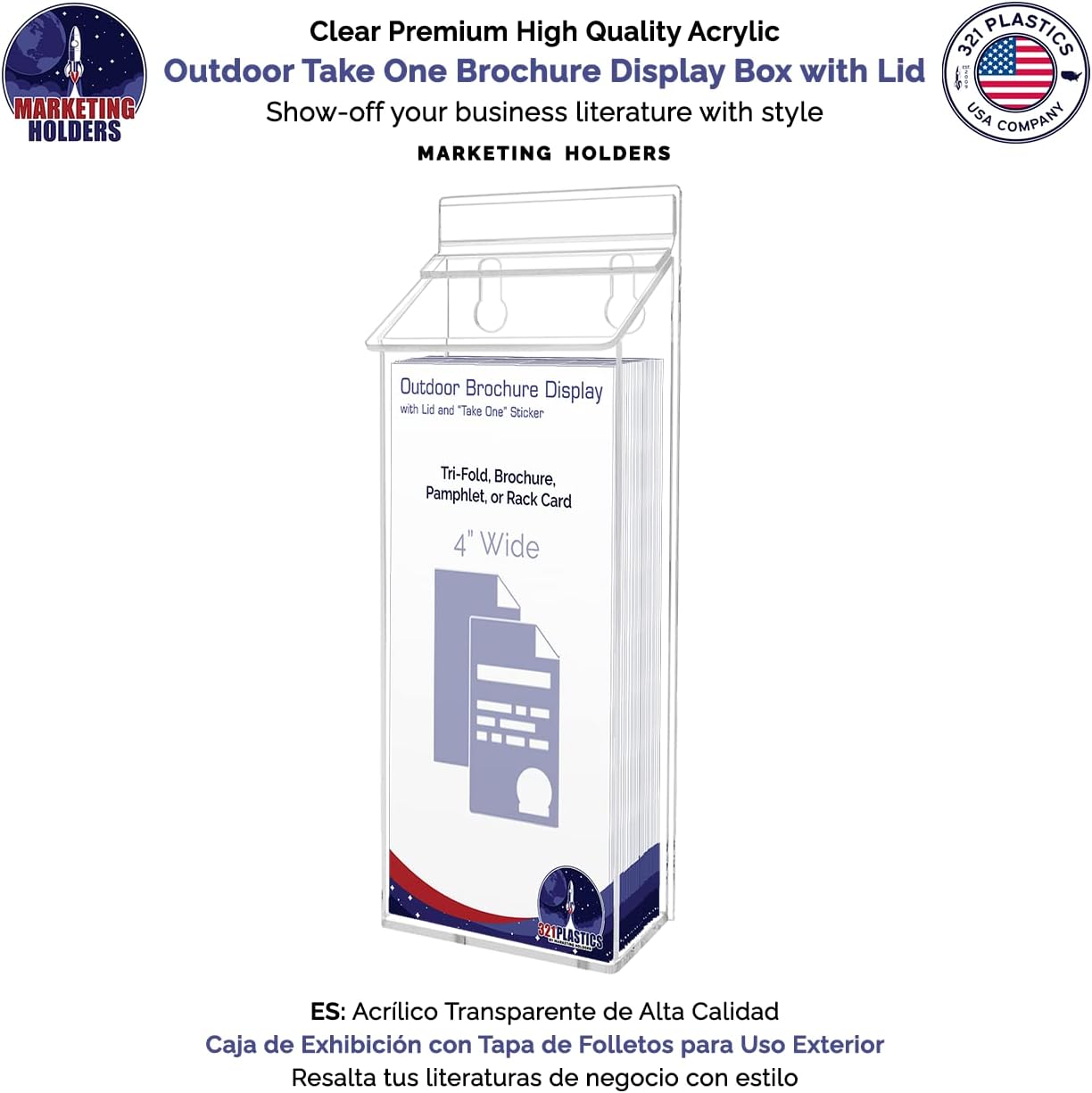 Marketing Holders Outdoor Brochure Holder Holds 4" x 9" Trifolds Wall Mount Clear with White Lid Acrylic Rack Cards Box with Lid Includes Take One Sticker Adhesive Strips Advertising Display 3 61qdF1rc9gL. AC SL1280 - northernschoolofshiatsu.co.uk