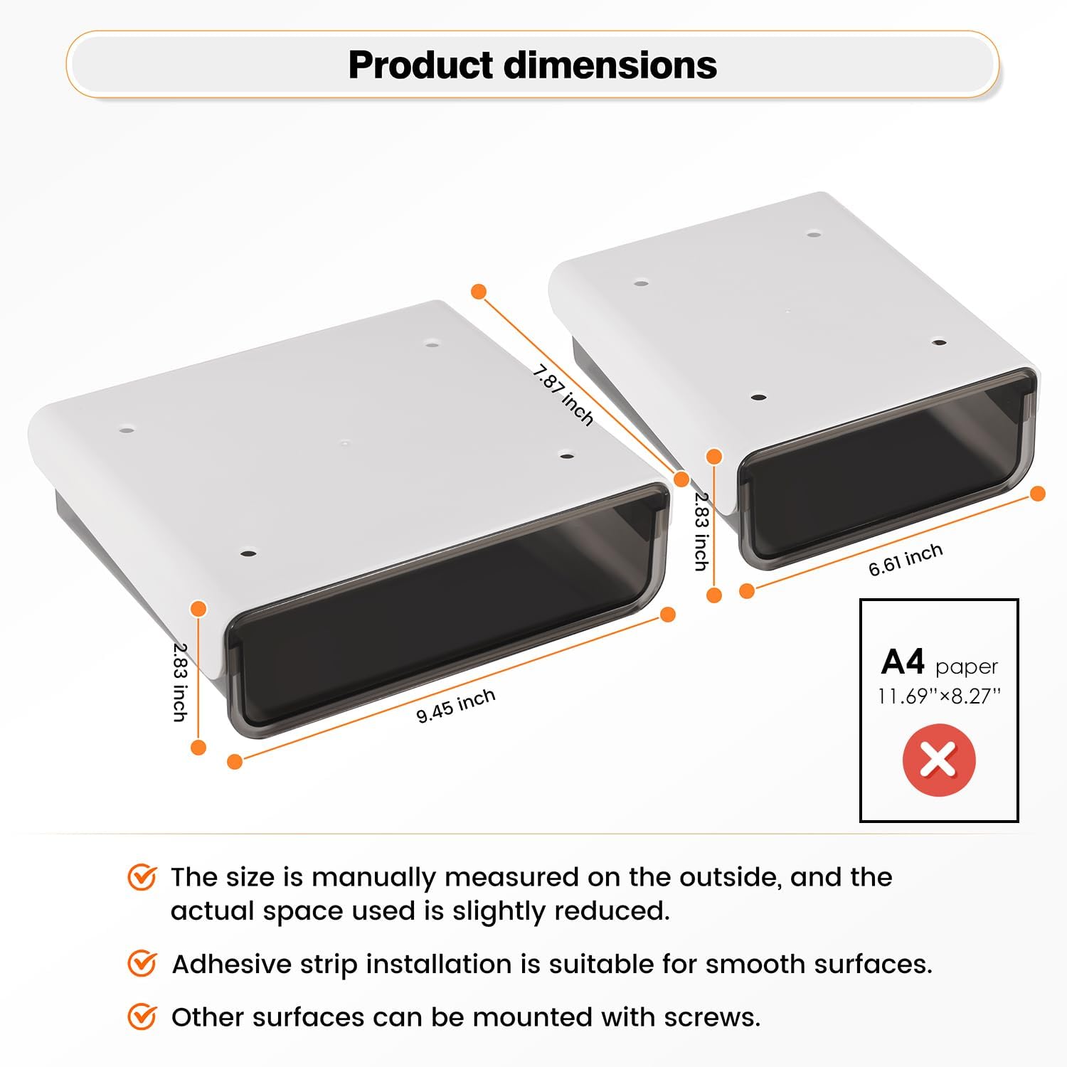 2 Pack Acrylic Self Adhesive Under Desk Drawer Slide Pull Out, Stick on Attachable Clear Black Plastic Storage Organizer, Hanging Mounted Attachment for Office, Kitchen, Cabinet, Table, Counter 4 61r3DBVH1mL. AC SL1500 - northernschoolofshiatsu.co.uk