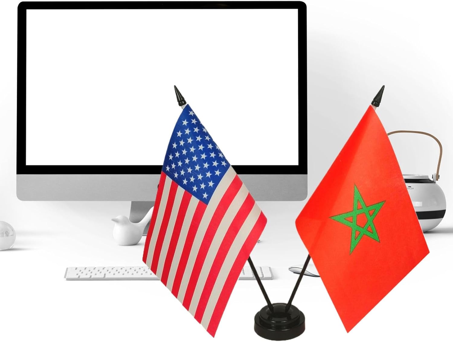 America & Morocco Friendship Twin Desk Flag, US Morocco Table Flags, 8 x 5 Inches American & Moroccan Deluxe Desk Flag Set - Miniature USA & Morocco Stick Flag with Flag Stand 2 61sTAbiTgWL. AC SL1500 - northernschoolofshiatsu.co.uk