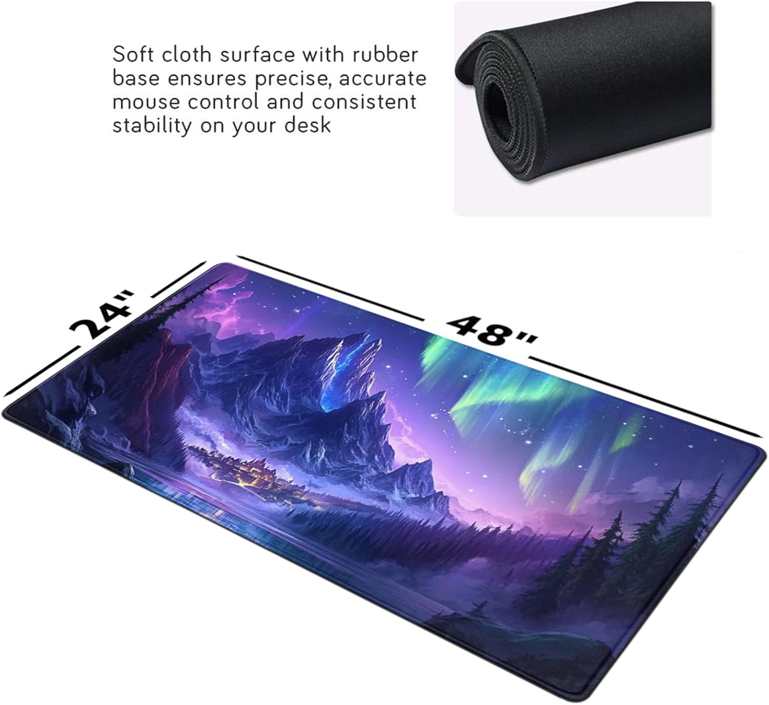 Extended Mouse Pad Large Gaming Mouse Pads - Aurora Painting Northern Lights Mountains Stars Desk Pad Computer Desk Mat Non-Slip Mousepad for Game Players, Office, Study (48" x 24") 35 61seDLSRYeL. AC SL1500 - northernschoolofshiatsu.co.uk