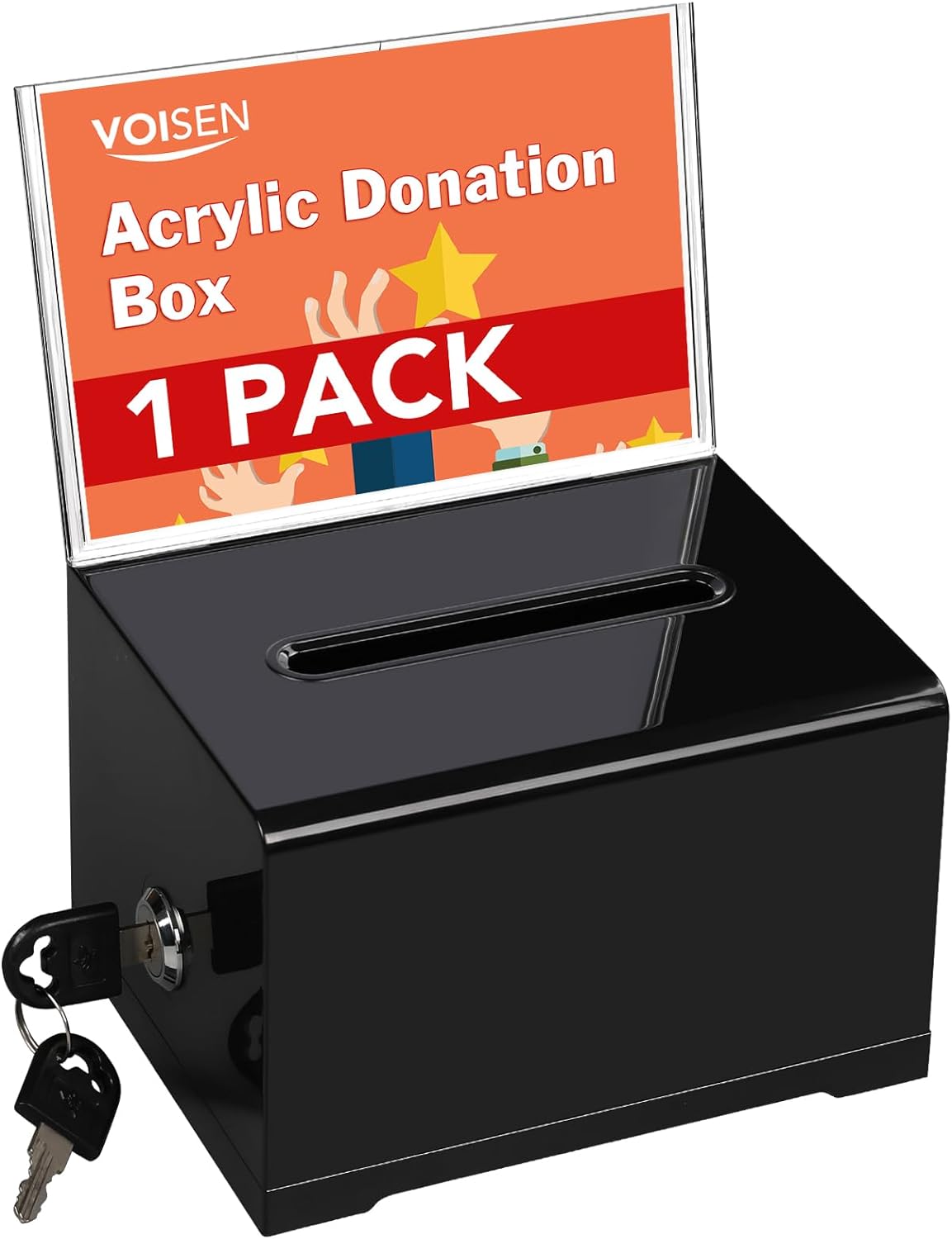 VOISEN Acrylic Donation Box with Lock, Black Ballot Box with Sign Holder, Suggestion Box for Fundraising, Donation, Bar, School Voting, 6.2x4.6x3.9 Inch 1 61slis8rqUL. AC SL1500 - northernschoolofshiatsu.co.uk