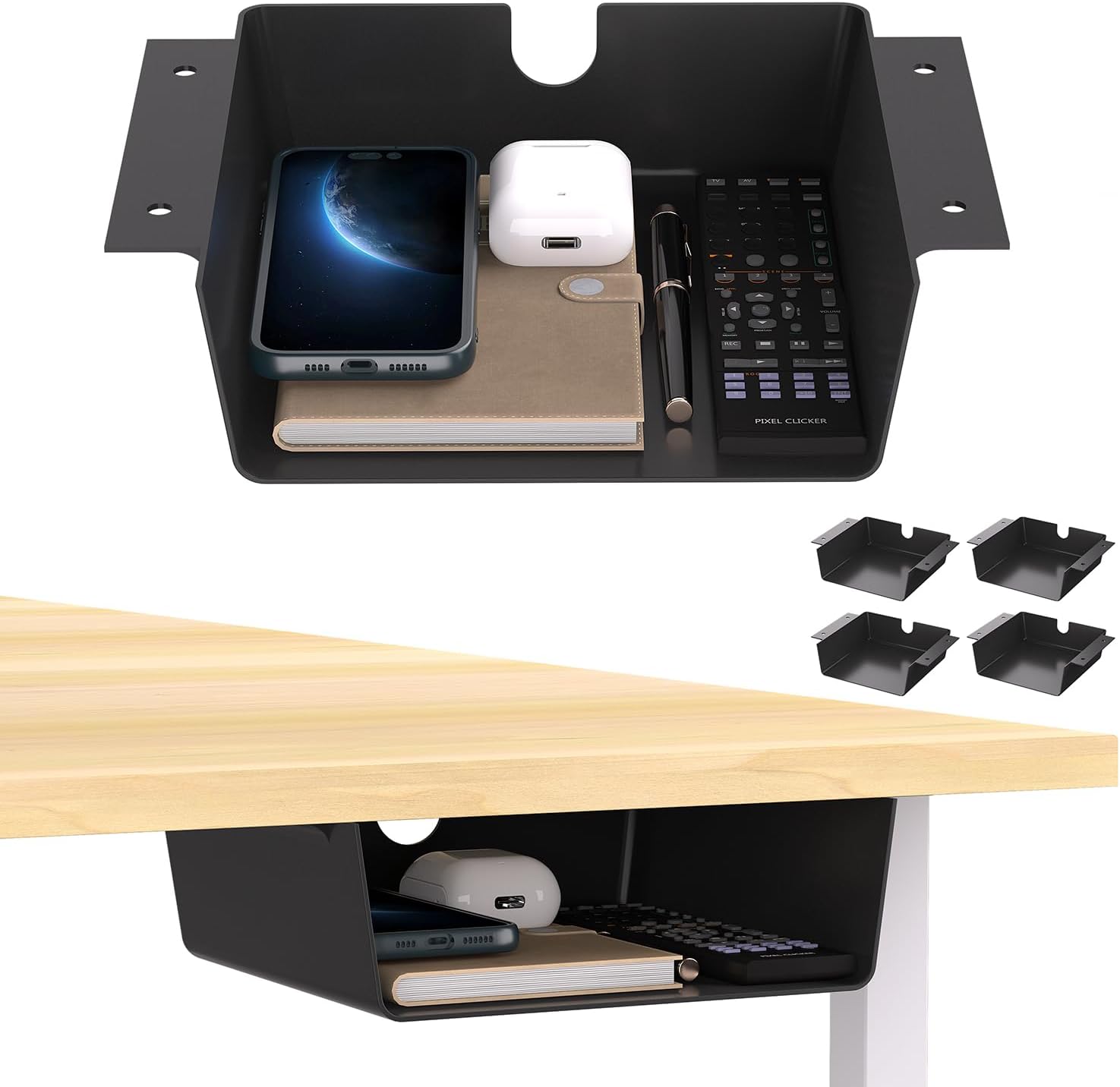 1 Pack Adhesive Under Desk Hanging Shelf Mount Drawer Organizer, Attachable Plastic Under Desk Storage Tray for Standing Desks, Tables, Workstations, Gaming, Cabinet, Increase Storage Space - Black 9 61t91ljTWJL. AC SL1500 - northernschoolofshiatsu.co.uk