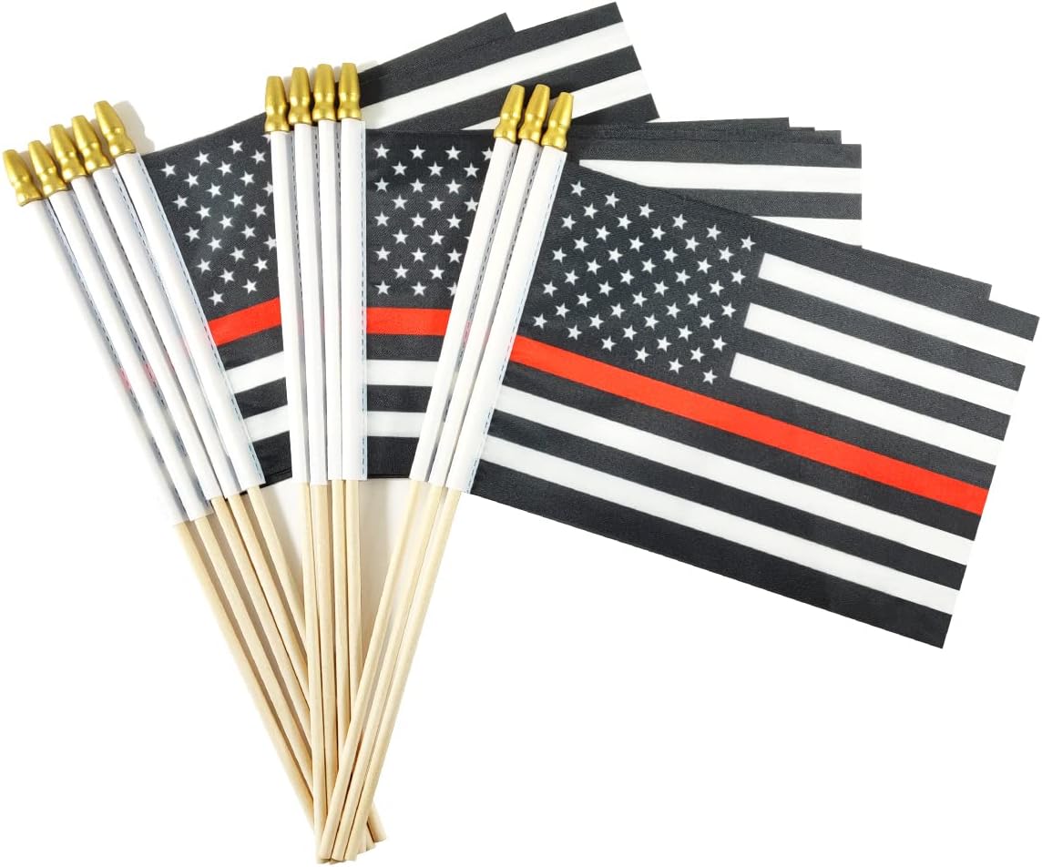 Newperlite Thin Red Line American Firefighter Stick Flag Small Mini Hand Held Flags - Solid Wooden Pole and Spear Top,12 Pack, 5x8 Inches 1 61tMRR2cDlL. AC SL1200 - northernschoolofshiatsu.co.uk