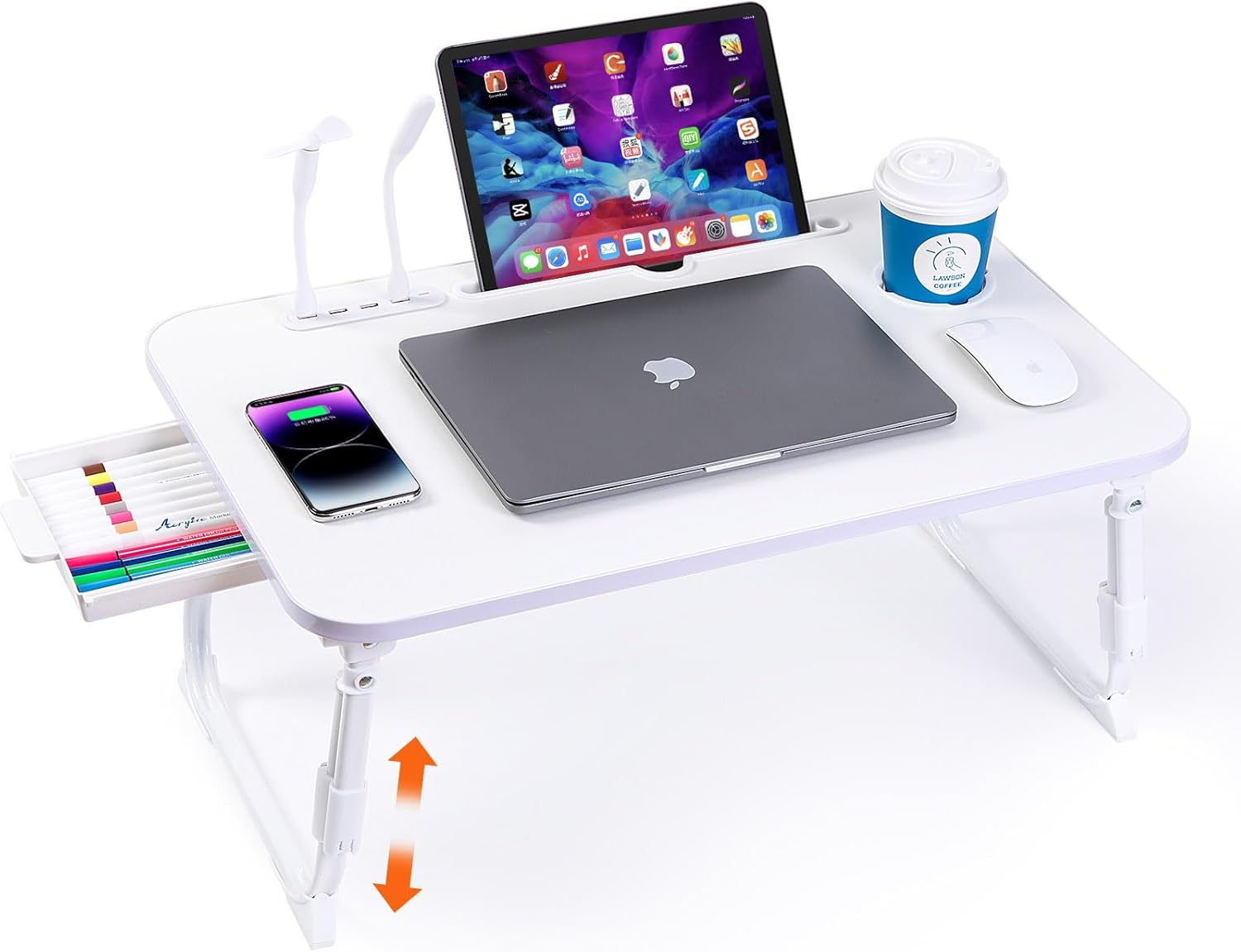 Laptop Desk for Bed, Height Adjustable Laptop Bed Table, Foldable Portable Lap Desk Stand with USB/Storage Drawer/Cup Holder/Slot, Breakfast Tray for Working Reading Writing Eating 9 61tvmDNi+7L. AC SL1500 - northernschoolofshiatsu.co.uk
