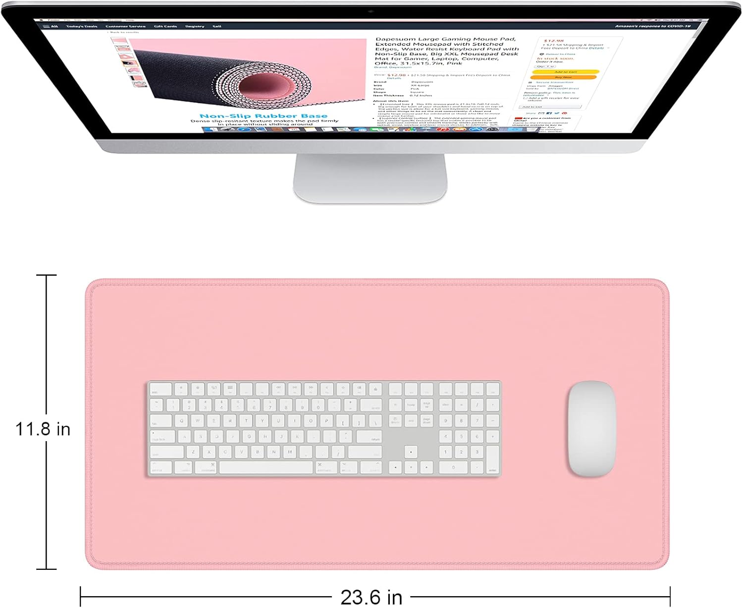 Dapesuom Large Mouse Pad, Extended Gaming Mouse Mat with Stitched Edges, Full Size Desk Mats with Non-Slip Base, Computer Big Desktop Keyboard Pad for Gamer, Laptop, Office, 23.6 x 11.8 in, Pink 18 61us4T+MGTL. AC SL1500 - northernschoolofshiatsu.co.uk