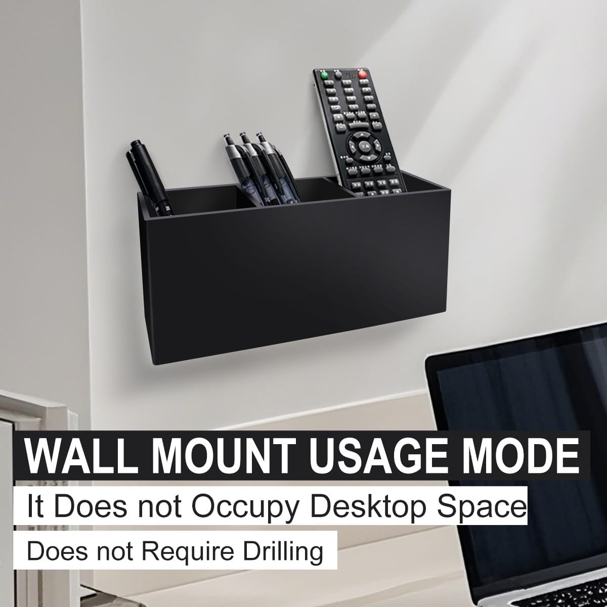 Acrylic Pen and Silverware Holder, Makeup Brush Cup,Desktop or Wall Mount Storage Organizer,Perfect for Office, Stationery, Kitchen and Bathroom Caddy,Desk Pencil Accessories.(Black) 3 - northernschoolofshiatsu.co.uk