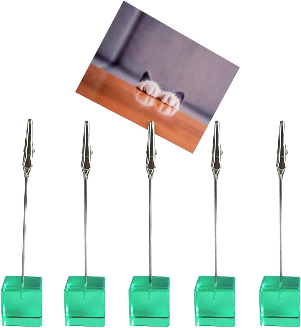 5 pcs Cube Base Polaroid Photo Clip Stand, Desktop Picture Display with Acrylic Gem Block Stand for Paper Memo Note Name Place Card Postcard Memory Photo Christmas Wedding Number Card Display - Green 1 61v7OwI9JiL. AC SL1500 - northernschoolofshiatsu.co.uk