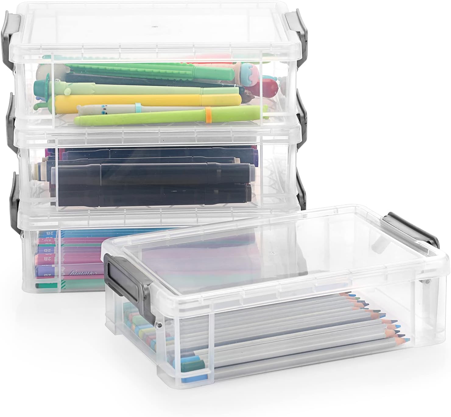 BTSKY 4 Pack Extra Large Plastic Pencil Box Stackable Translucent Clear Pencil Caase Crayon Box Set, Marker Organizer Art Supply Storage Organizer for Gel Pens Pencils Erasers Tape Markers etc(Grey) 7 61vyhim8zqL. AC SL1500 - northernschoolofshiatsu.co.uk
