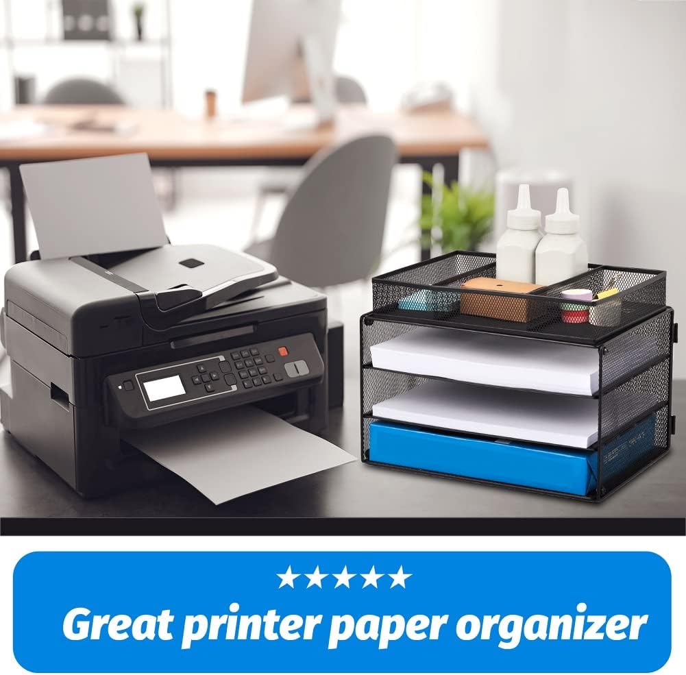 EASEPRES Paper Organizer Tray, 3 Tier Mesh Desk File Organizer Letter Sorter Holder with Drawer for Home Office, Black 4 61wEXmI32EL. AC SL1001 - northernschoolofshiatsu.co.uk