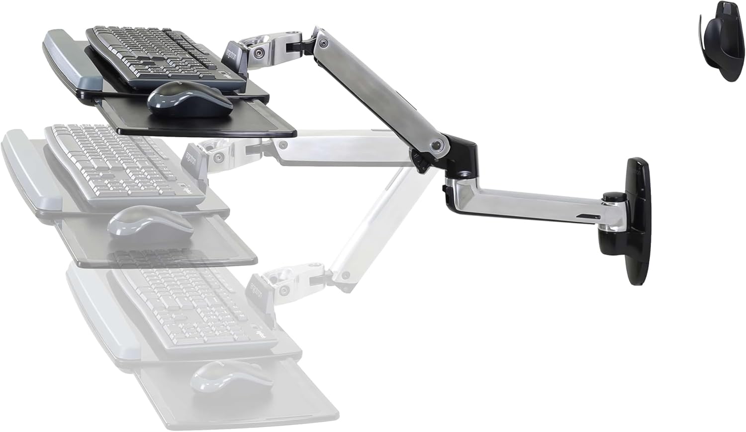 Ergotron – LX Keyboard Arm, Wall Mount Adjustable Keyboard Tray – Polished Aluminum 4 - northernschoolofshiatsu.co.uk