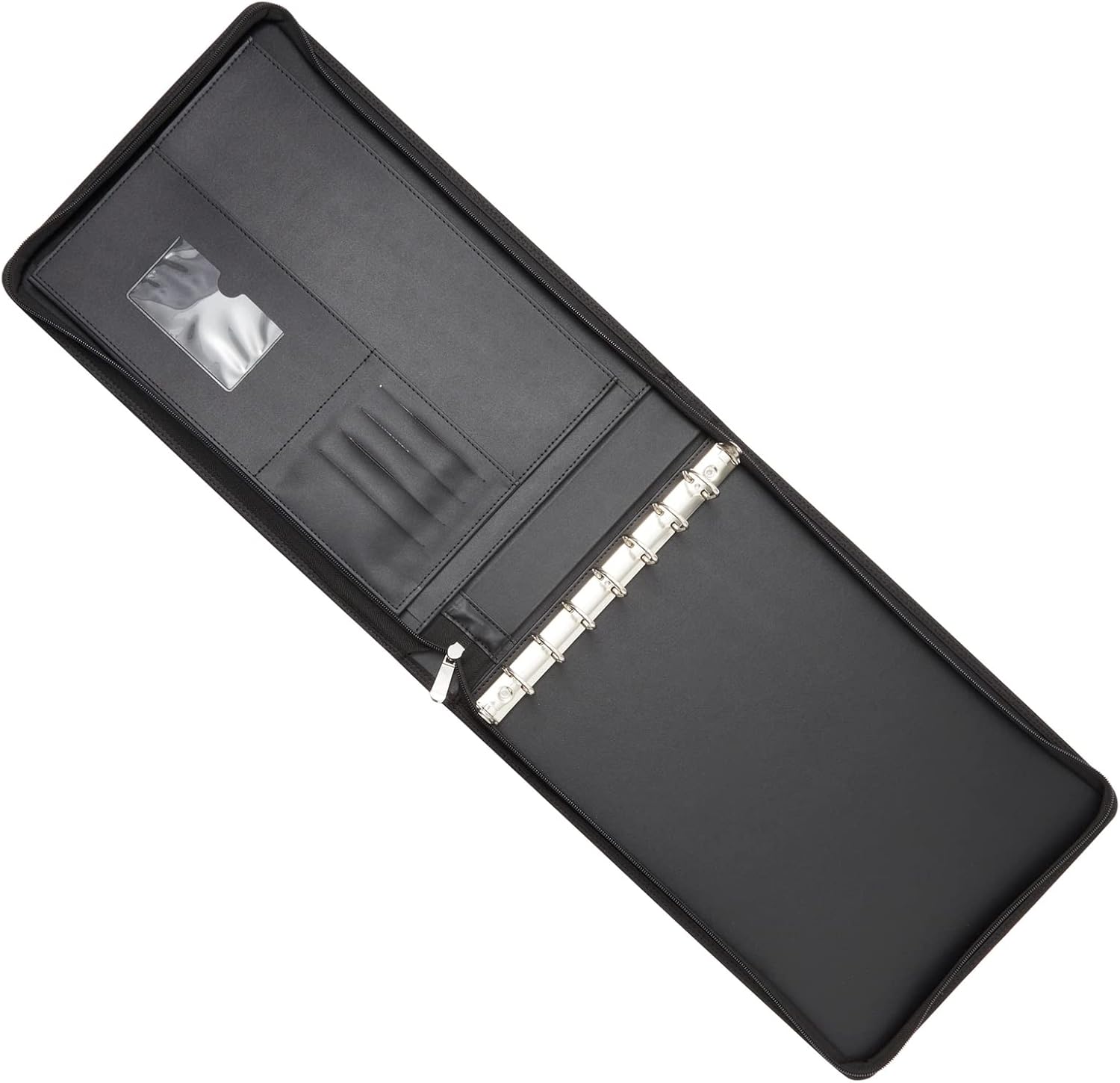 Juvale 7 Ring Business Check Binder with Zipper for Checkbooks Organization, Black Zippered Portfolio Organizer, Professional PU Leather Folder Holder for Documents, Cards (15x12 in) 9 - northernschoolofshiatsu.co.uk