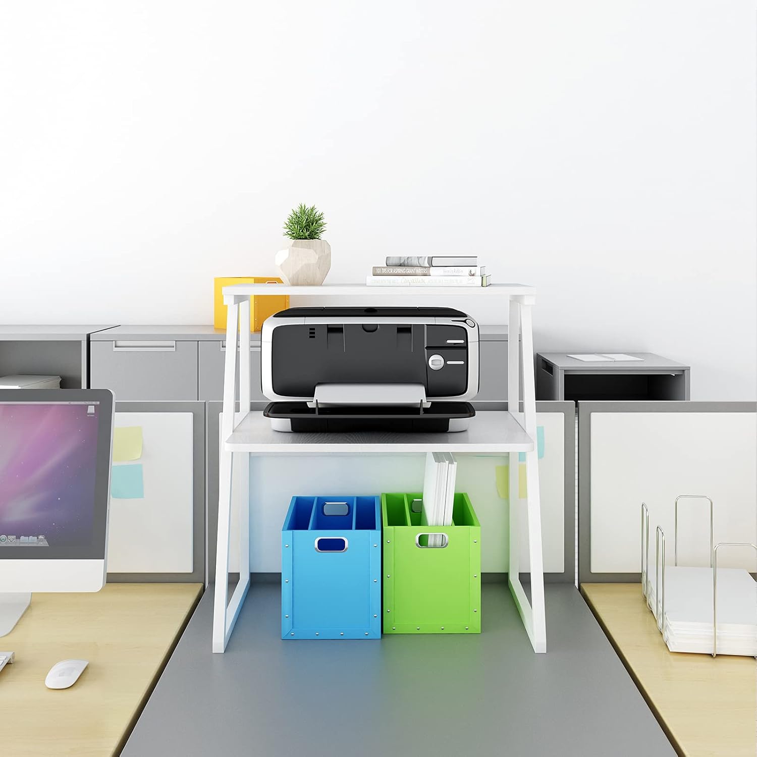 PUNCIA Desktop Printer Stand 3-Tier Large Size High Capacity Storage Shelves Multi-Purpose Desk Office Organization and Storage for Printer Fax Book Heavy Duty Rack for Home Office Supplies(White) 7 - northernschoolofshiatsu.co.uk