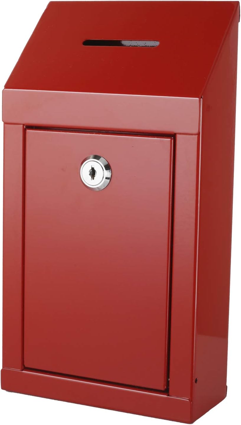Metal Donation Box Charity Steel Collection Box Office Suggestion Box Secure Box With Top Slot and Lock with Keys Wall Mount with pre drilled holes 10x6x2.5" waterproof mailbox for Home Office(Gray) 65 - northernschoolofshiatsu.co.uk
