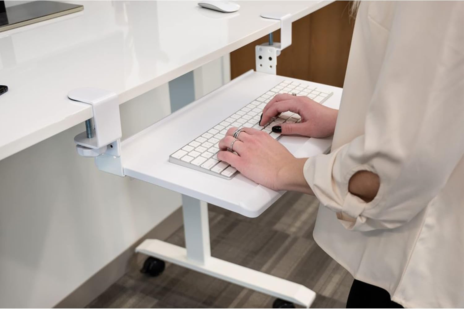 Stand Up Desk Store Large Clamp-On Retractable Adjustable Height Under Desk Keyboard Tray | for Desks Up to 1.5" (Large, 33" Wide) 11 - northernschoolofshiatsu.co.uk