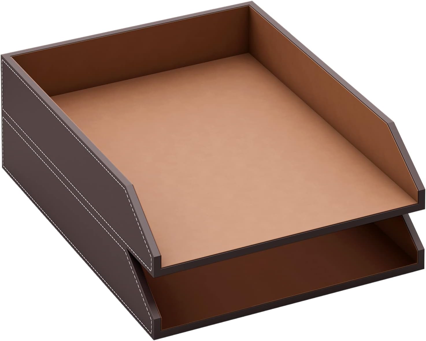 Leather Letter Tray, Thipoten Stackable Desk Organizer Holder for Office Supplies, Paper, File, Magazine, Perfect Office Organization for Desktop (Brown-2Tiers) 6 - northernschoolofshiatsu.co.uk