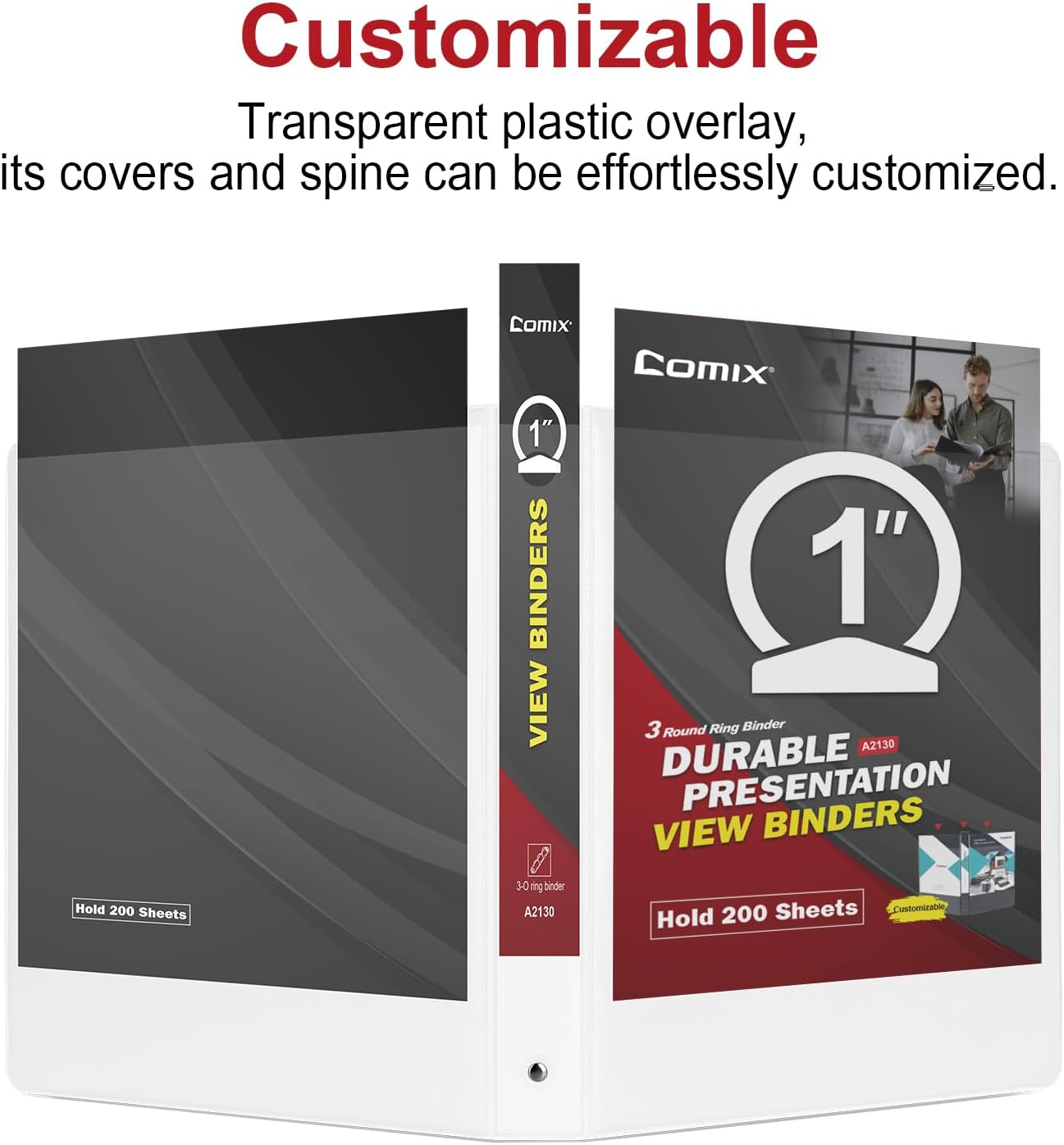 COMIX Sturdy 3 Ring Binder 0.5 inch with Clear View Cover, 1/2" Round Ring View Binder, PVC-Free, 100 Sheets Capacity of US Letter Size Paper, Office & School Supplies, 12 Pack (White) 12 61ykXz1z3oL. AC SL1500 - northernschoolofshiatsu.co.uk