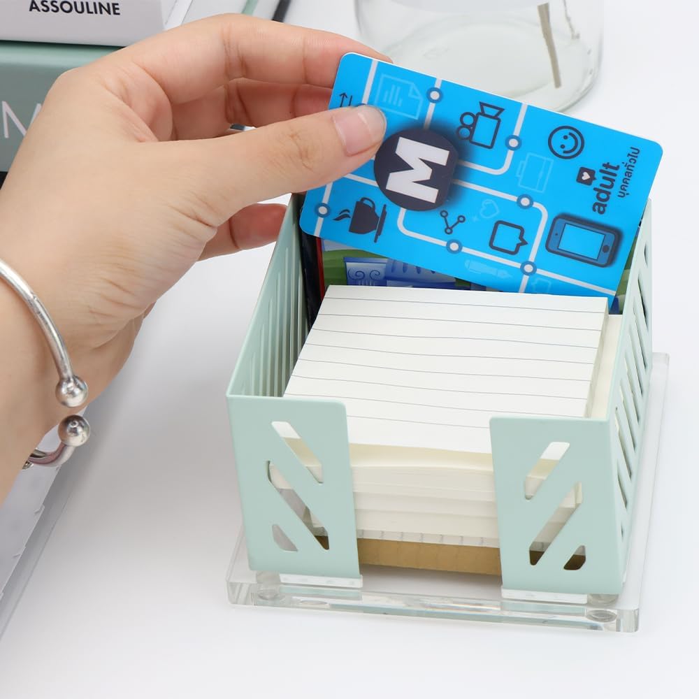 NatSumeBasics Sticky Note Holder Mint Green Metal Post a It Note Holder 3.5 x 3.5 Clear Acrylic Base Cube Dispenser for Desk Organizers Accessories Supplies (Mint Green) 4 - northernschoolofshiatsu.co.uk
