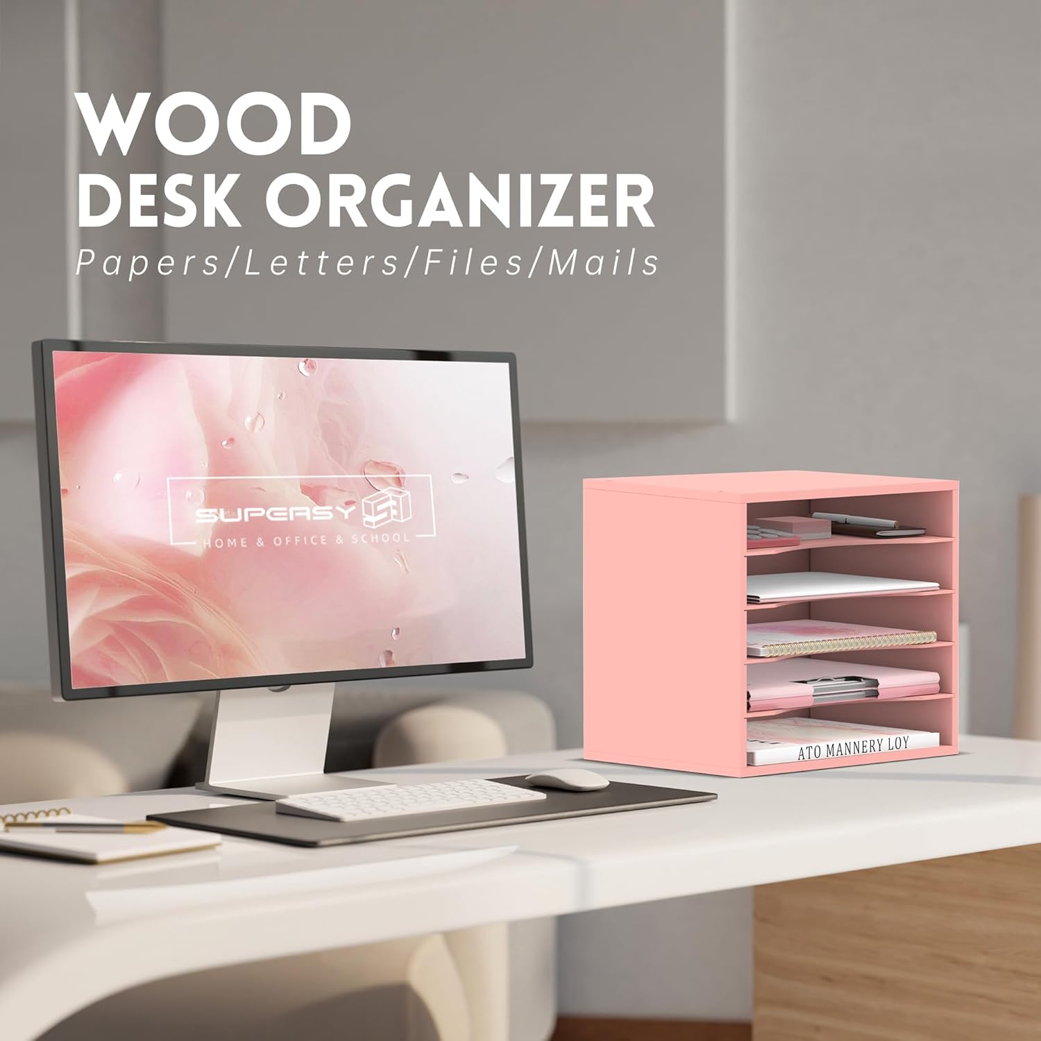 SUPEASY Wood Desk Organizer, 3 Tier Paper File Organizer for Desk, Wooden Desktop Organizer, Paper Letter Literature Mail Sorter, for Office School & Home Organization, Pink 21 71+EAiwUppL. AC SL1500 - northernschoolofshiatsu.co.uk