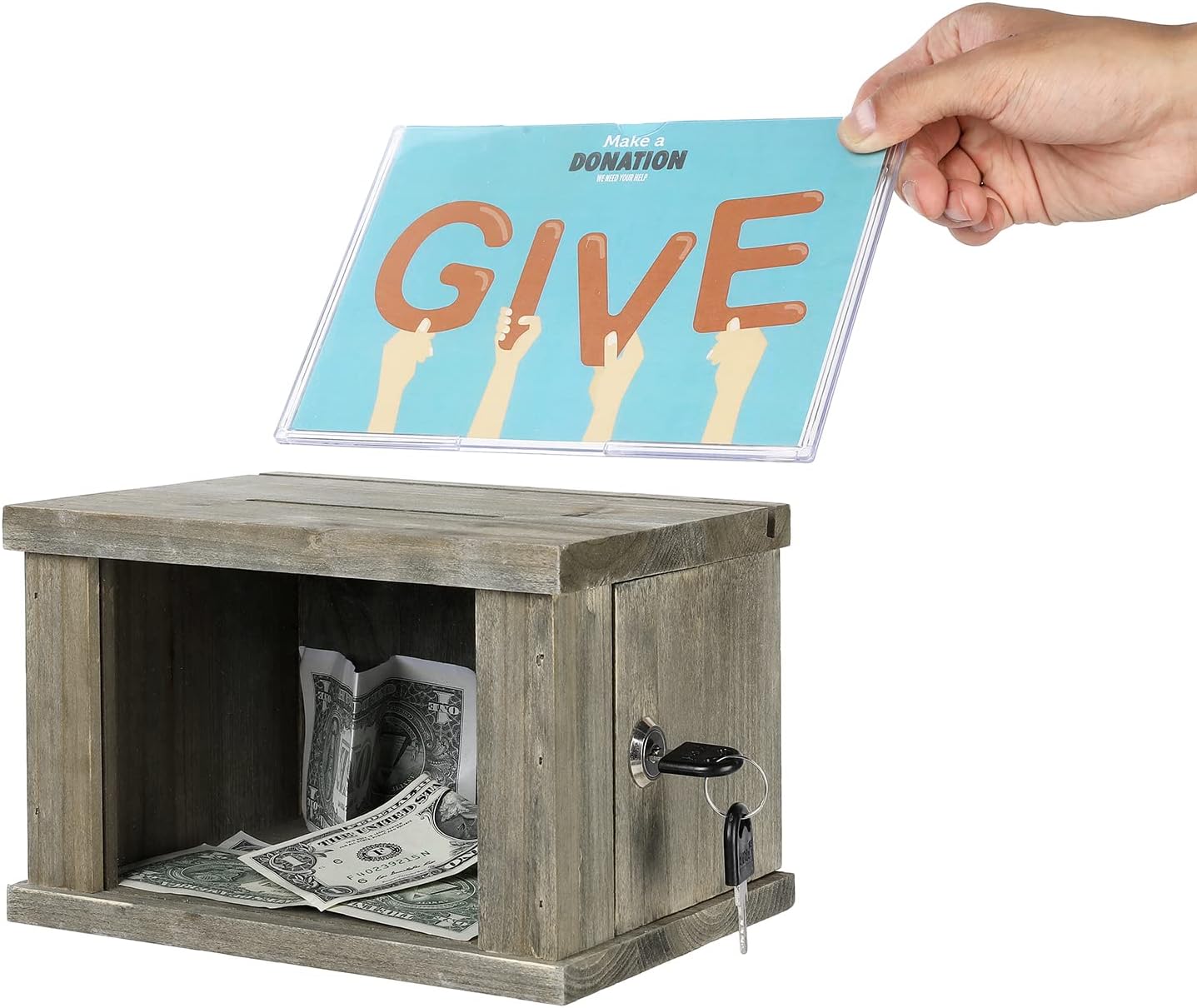 MyGift Set of 2 Vintage Gray Brown Solid Wood Suggestion Box, Comment Box and Money Donation Collection with Lock, Key, and Interchangeable Acrylic and Chalkboard Sign Holder 3 71+FWjPQ9BL. AC SL1500 - northernschoolofshiatsu.co.uk