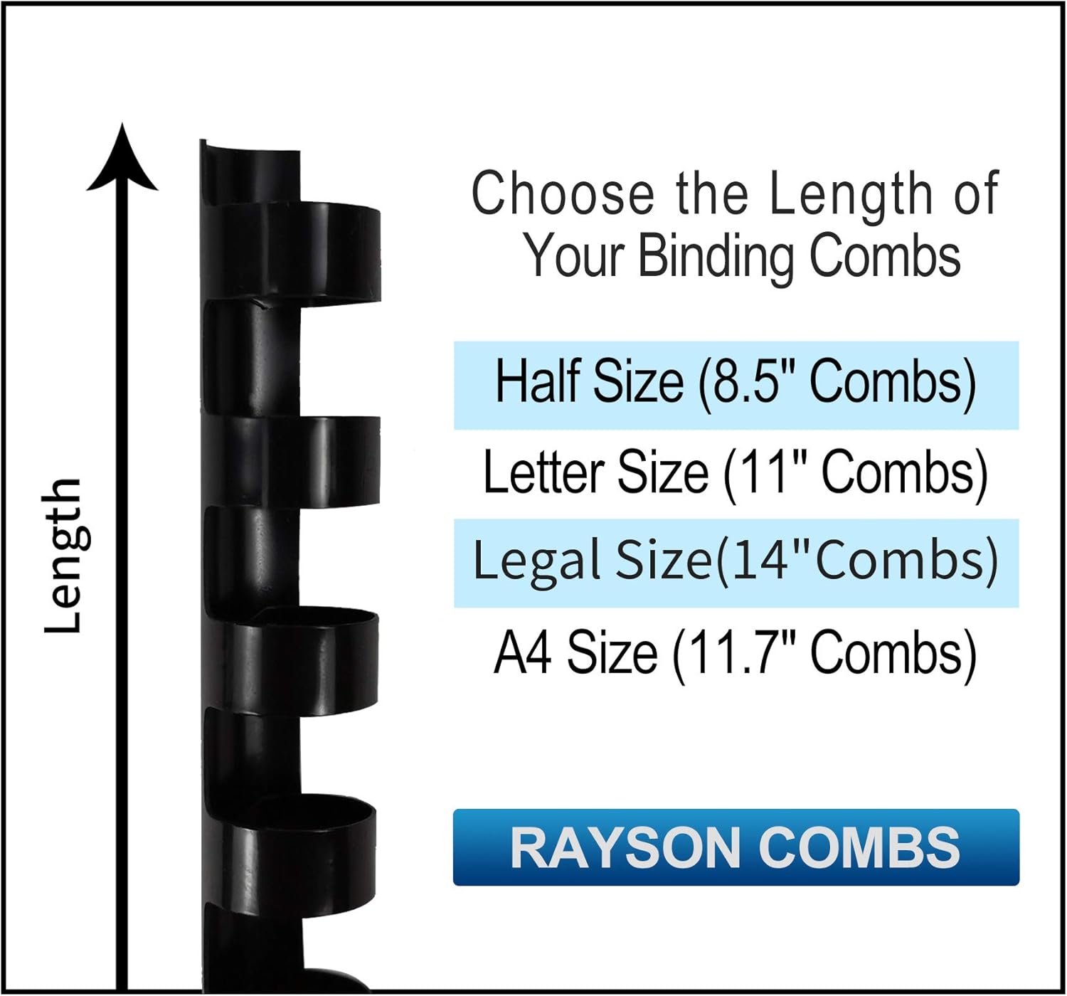 Rayson CR1912M-100 Plastic Binding Combs 1/2in. 19-Ring, 90-Sheet Capacity, Colorful Comb Binding Spines, Max. Binding Letter Size Paper, Box of 100 9 - northernschoolofshiatsu.co.uk