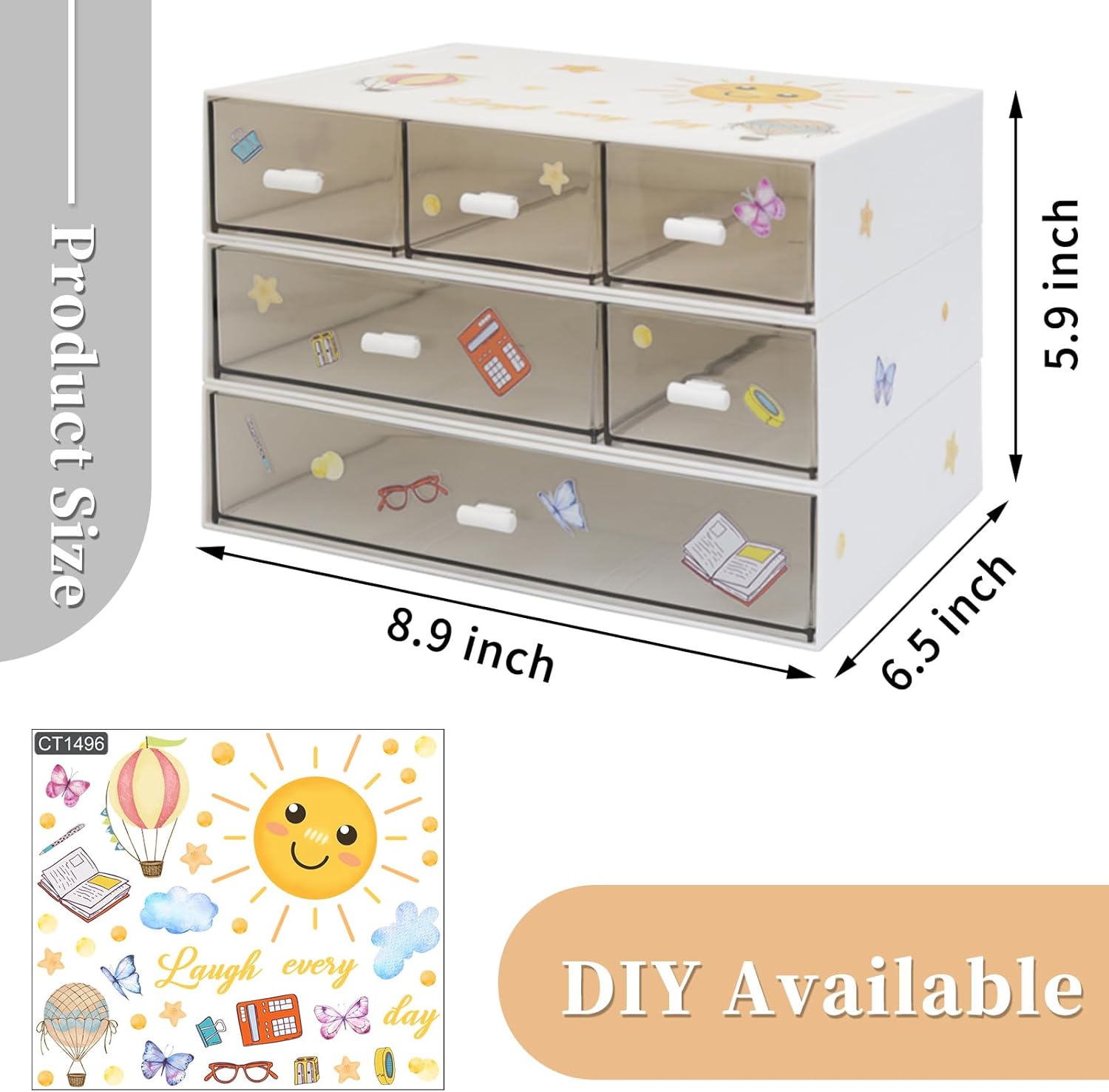 3 Tier Stackable Desk Organizer With 6 Drawers - Plastic Storage for Makeup and Desktop Organization (White) 2 71+wh KIjlL. AC SL1500 - northernschoolofshiatsu.co.uk