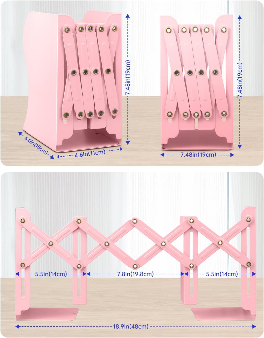 Honagu Adjustable Bookends, Metal Book Ends for Shelves Heavy Book, Desk Magazine File Organizer for Home, Office, Books, Papers, Extends up to 19 inches (Pink) 2 71 EhUu+ECL. AC SL1500 - northernschoolofshiatsu.co.uk