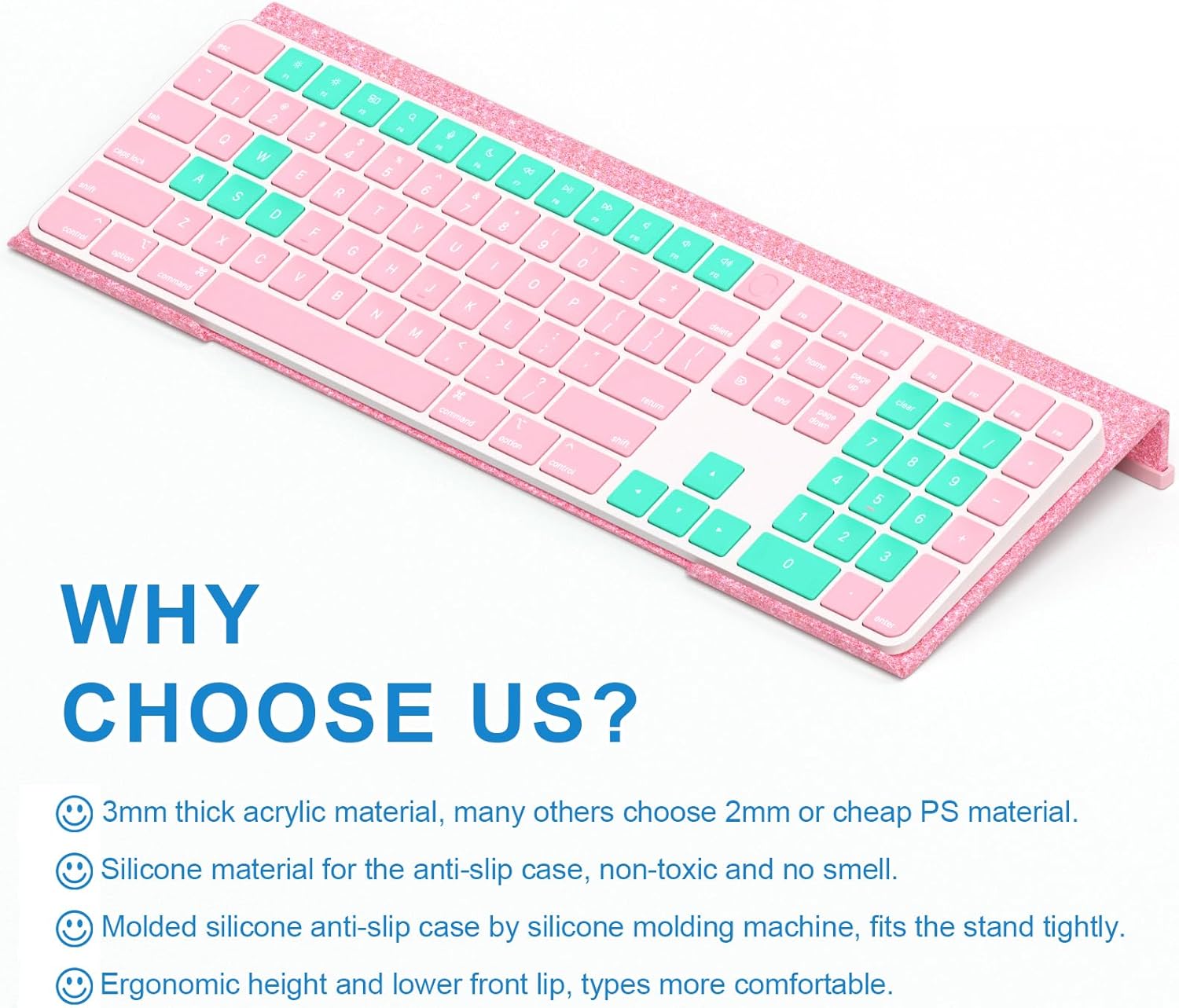 WINFFOR Comfortable Computer Keyboard Stand - Ergonomic Keyboard Riser Acrylic Tilted Keyboard Holder for Easy Typing&Working at Home Office - Fits All Keyboard Sizes - 17'' Wide (Lightpink) 29 71 - northernschoolofshiatsu.co.uk