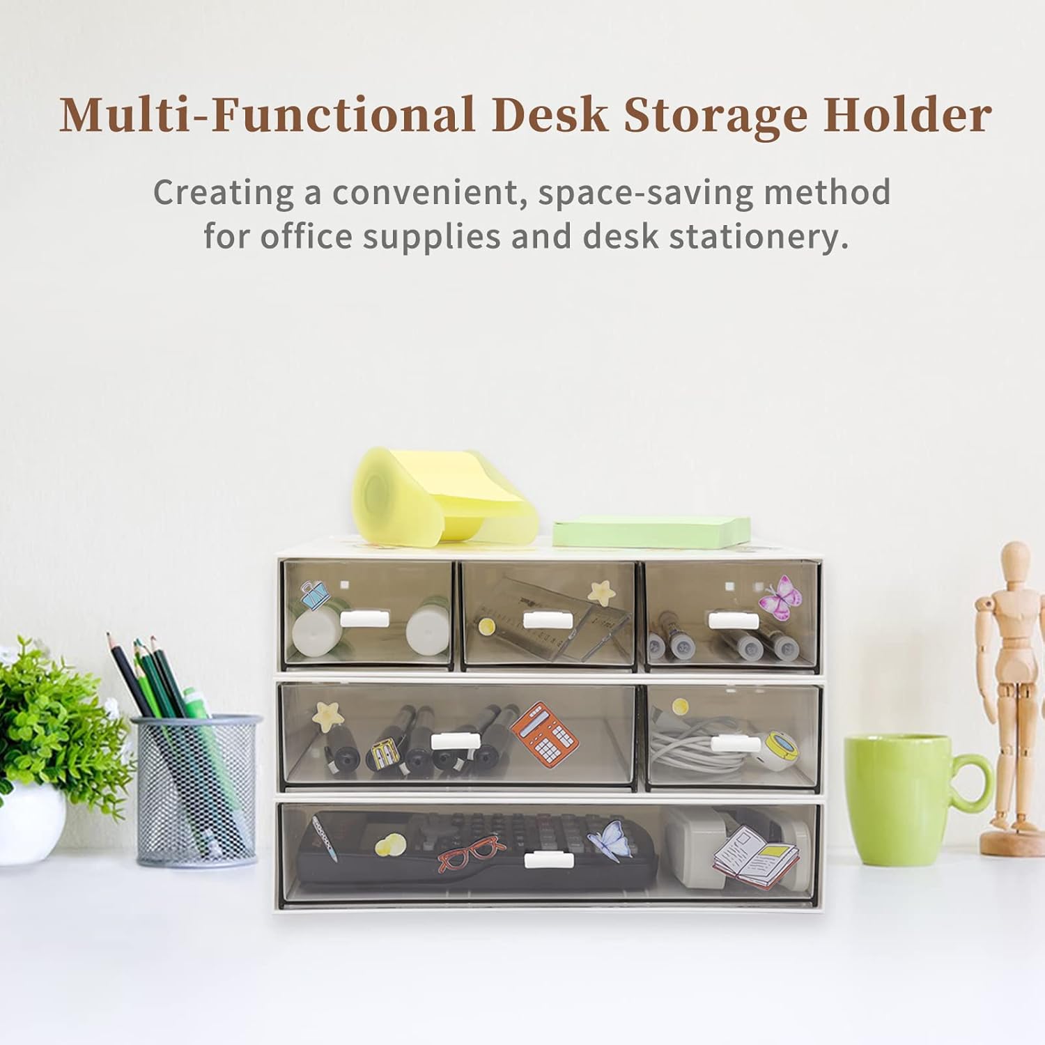 3 Tier Stackable Desk Organizer With 6 Drawers - Plastic Storage for Makeup and Desktop Organization (White) 4 710aZnGSKbL. AC SL1500 - northernschoolofshiatsu.co.uk