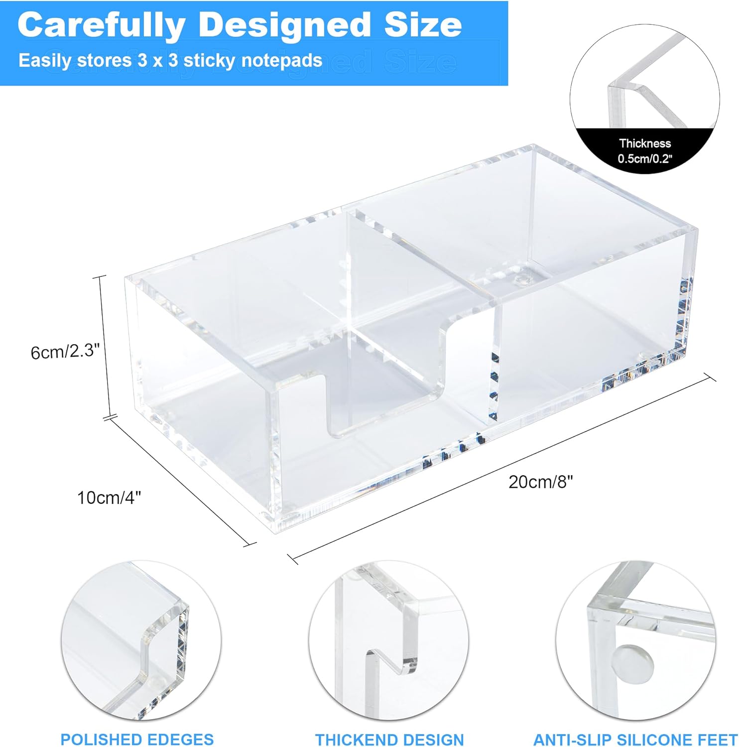 Sticky Note Holder Clear Acrylic Memo Holder 3.9” x 3.9” x 2.3” for Desk Organization Office Home, Post Pop Note Dispenser for Office Accessories 1PCS (SNH01) 3 710drPl0jGL. AC SL1500 - northernschoolofshiatsu.co.uk