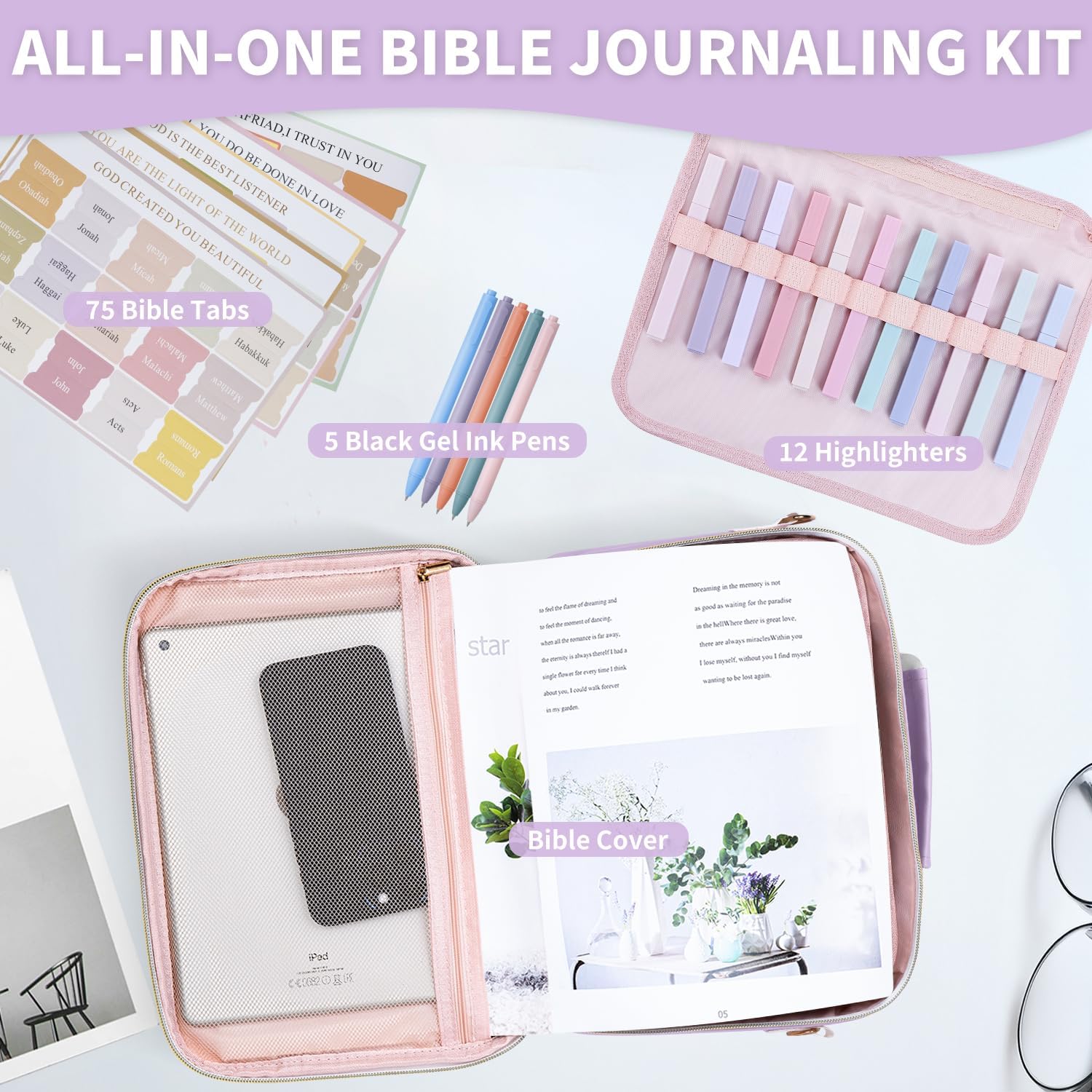 Bible Cover Case for Women, Large Chenille Letter Leather Bible Case with Bible Study Accessories, Bible Study Supplies Bible Journaling Kit, Christmas Christian Gift for Women Girls (Pink) 16 710fNWhTQvL. AC SL1500 - northernschoolofshiatsu.co.uk