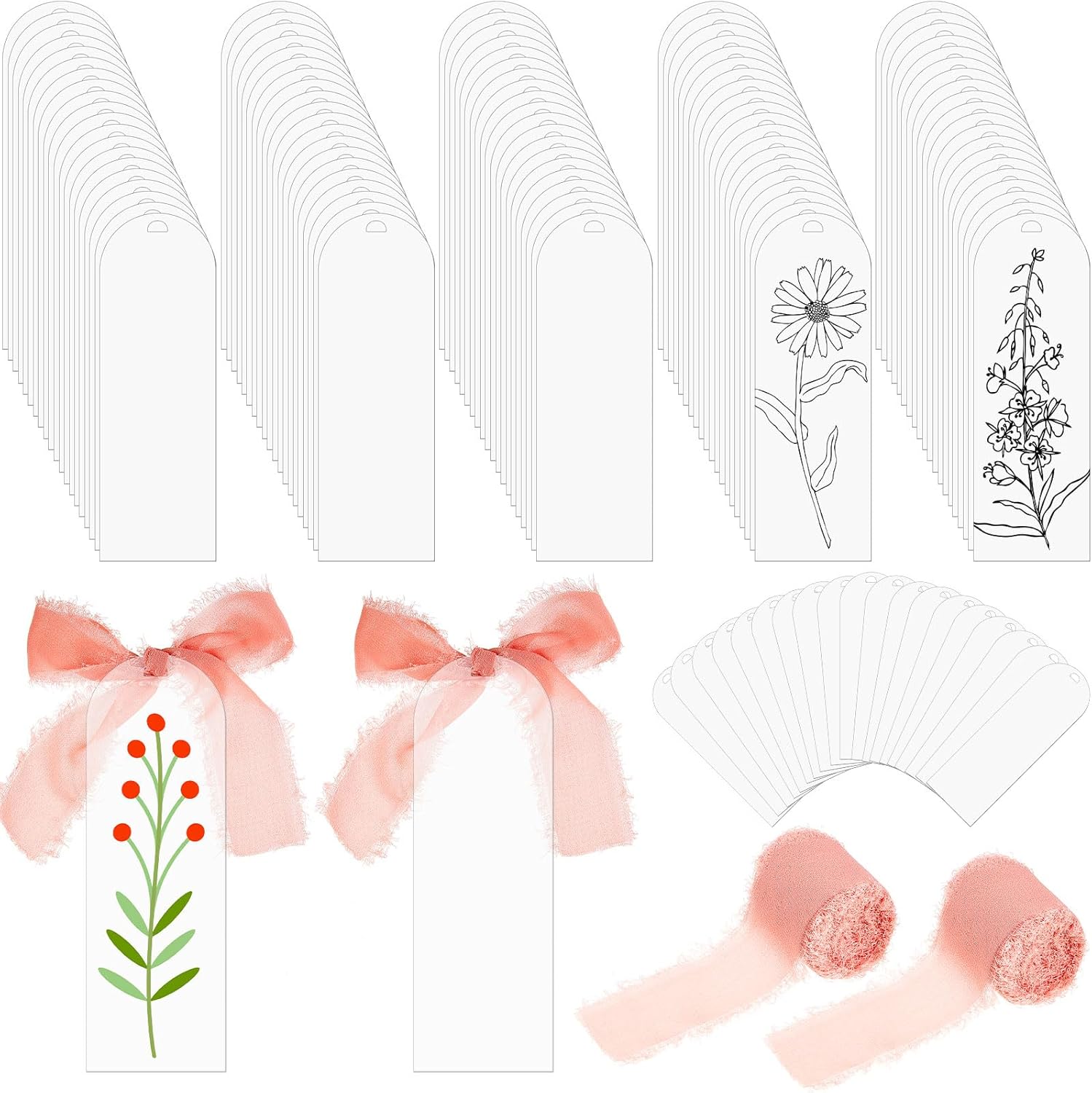 Yeaqee 100 Pcs Acrylic Bookmark Blanks Clear Bookmarks Acrylic Tags with 2 Rolls Ribbon DIY Craft Transparent Bookmark for Reading Lovers for School Presents(5.9 x 2 Inch,Dusty Pink) 14 710o7AKdrSL. AC SL1500 - northernschoolofshiatsu.co.uk