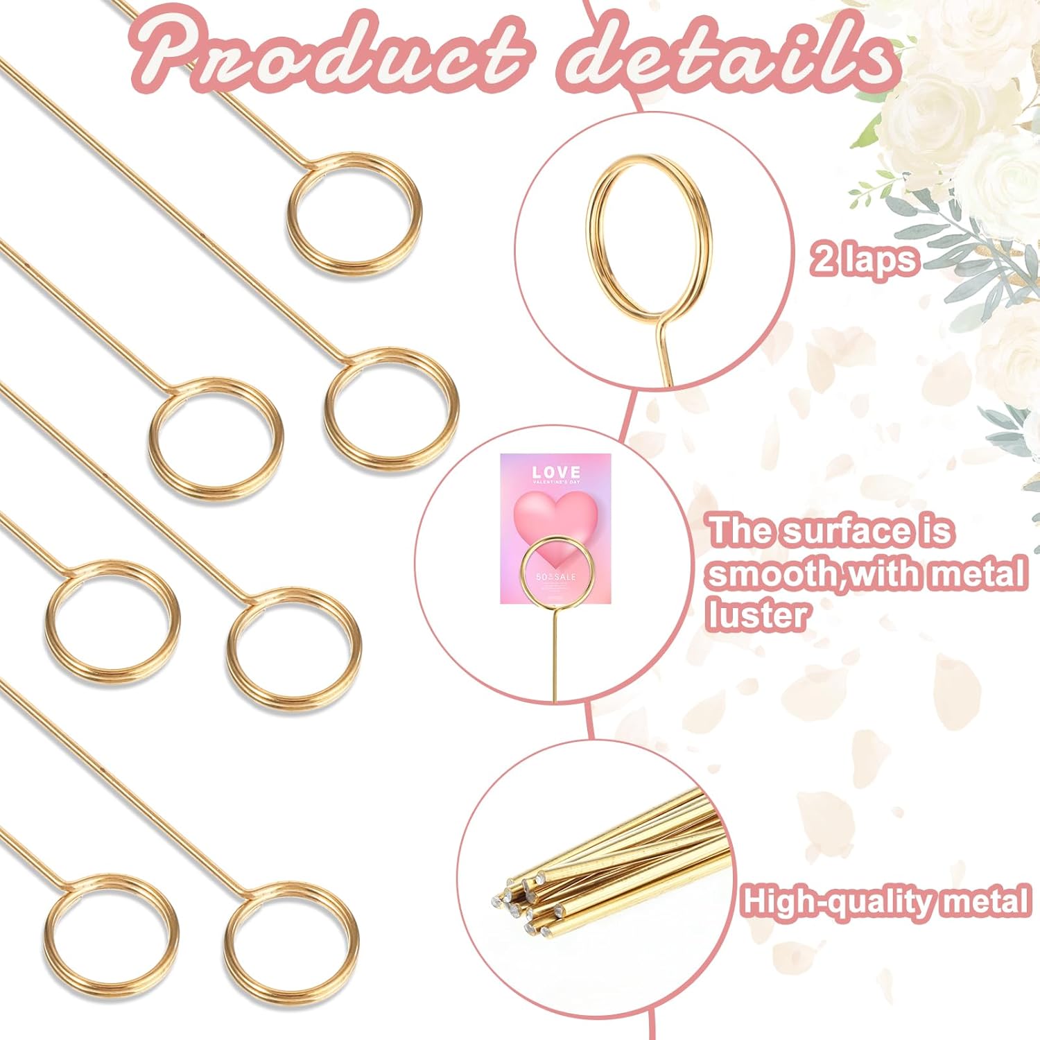 20 Pcs Floral Pick Card Holder Picture Holders Wire Clip for Tables, DIY Craft Gift Card Holder for Centerpieces Memo Holder Metal Place Card Holders for Party Birthday Office Cake Topper 7 710sSDG - northernschoolofshiatsu.co.uk