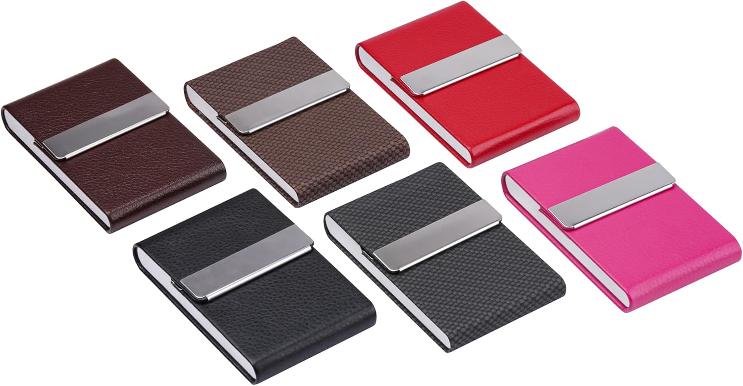 Business Card Holder, Slim PU Leather & Stainless Steel Card Case Pocket for Men or Women, RFID Blocking Card Carrier with Magnetic Clasp 4 - northernschoolofshiatsu.co.uk