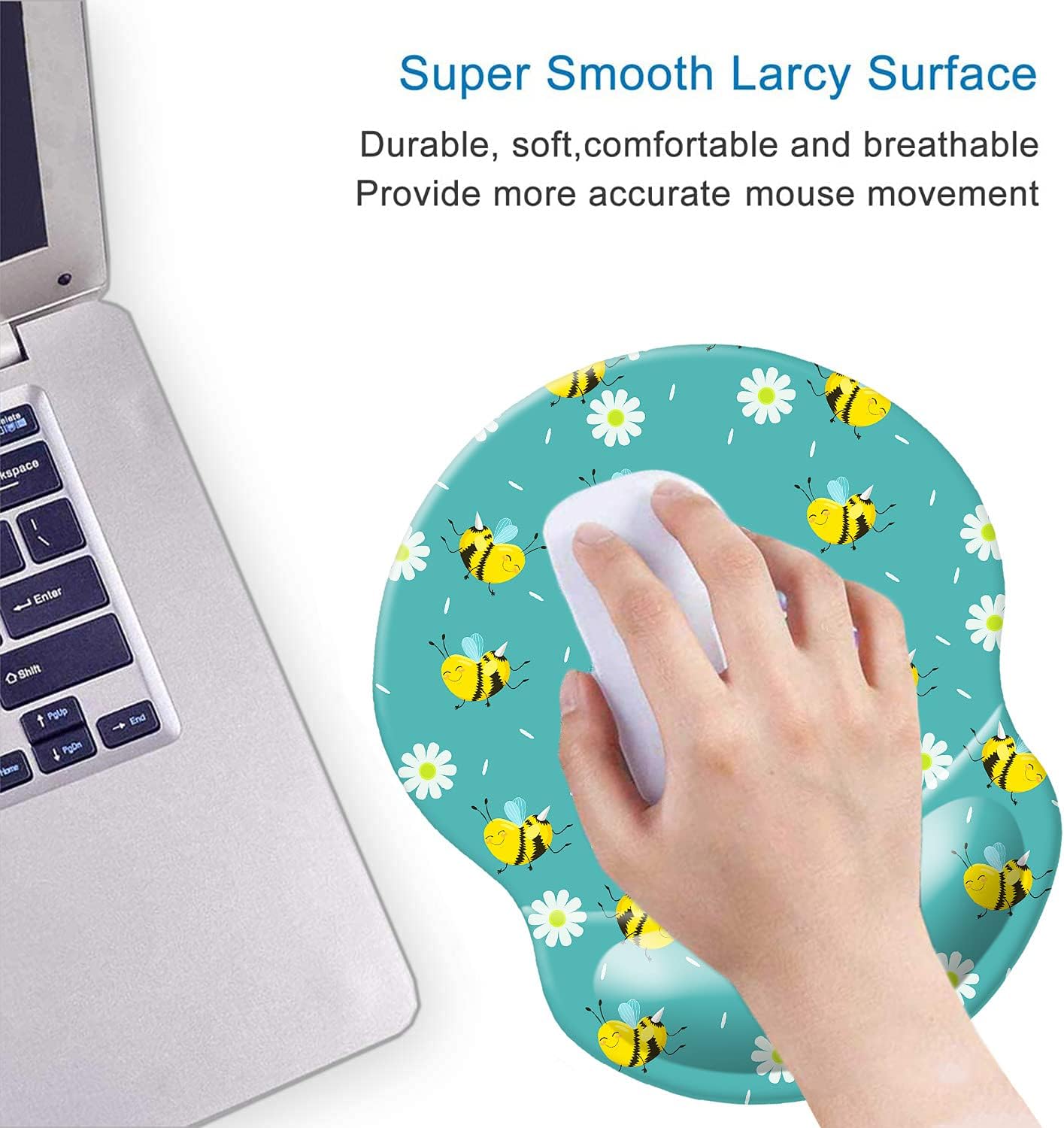 Ergonomic Mouse Pad with Wrist Support, Gaming Mousepad with Smooth Cloth, Wrist Rest for Computer, Laptop, Home, Office(Cute Bee) 4 7118YPt7RLS. AC SL1500 - northernschoolofshiatsu.co.uk