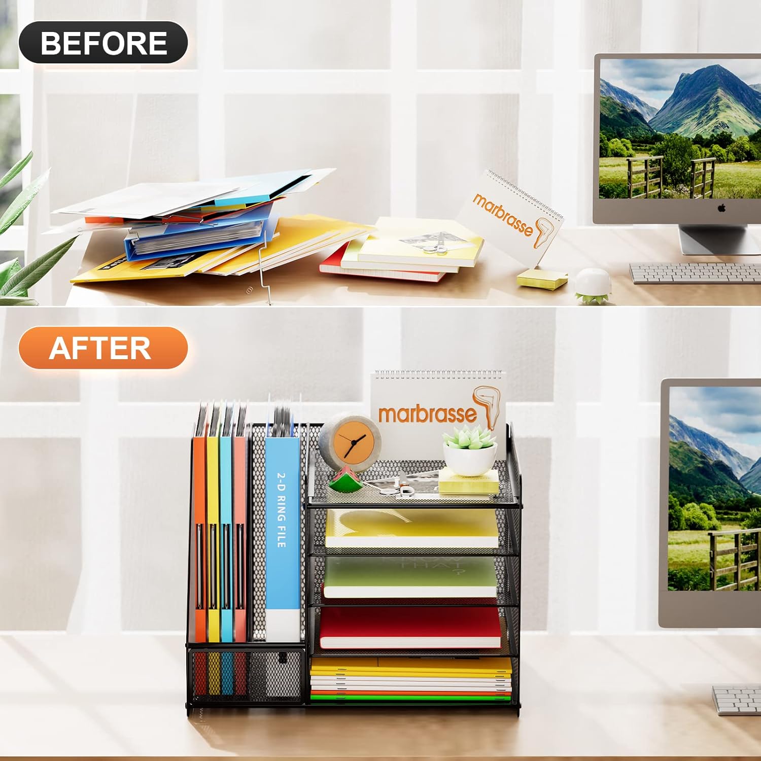 Marbrasse Desk Organizer with File Holder, 5-Tier Paper Letter Tray Organizer, Mesh Desk Organizers and Accessories with Magazine Holder, Desktop Organizer and Storage for Office Supplies (Black) 7 711KCwiwnyL. AC SL1500 - northernschoolofshiatsu.co.uk