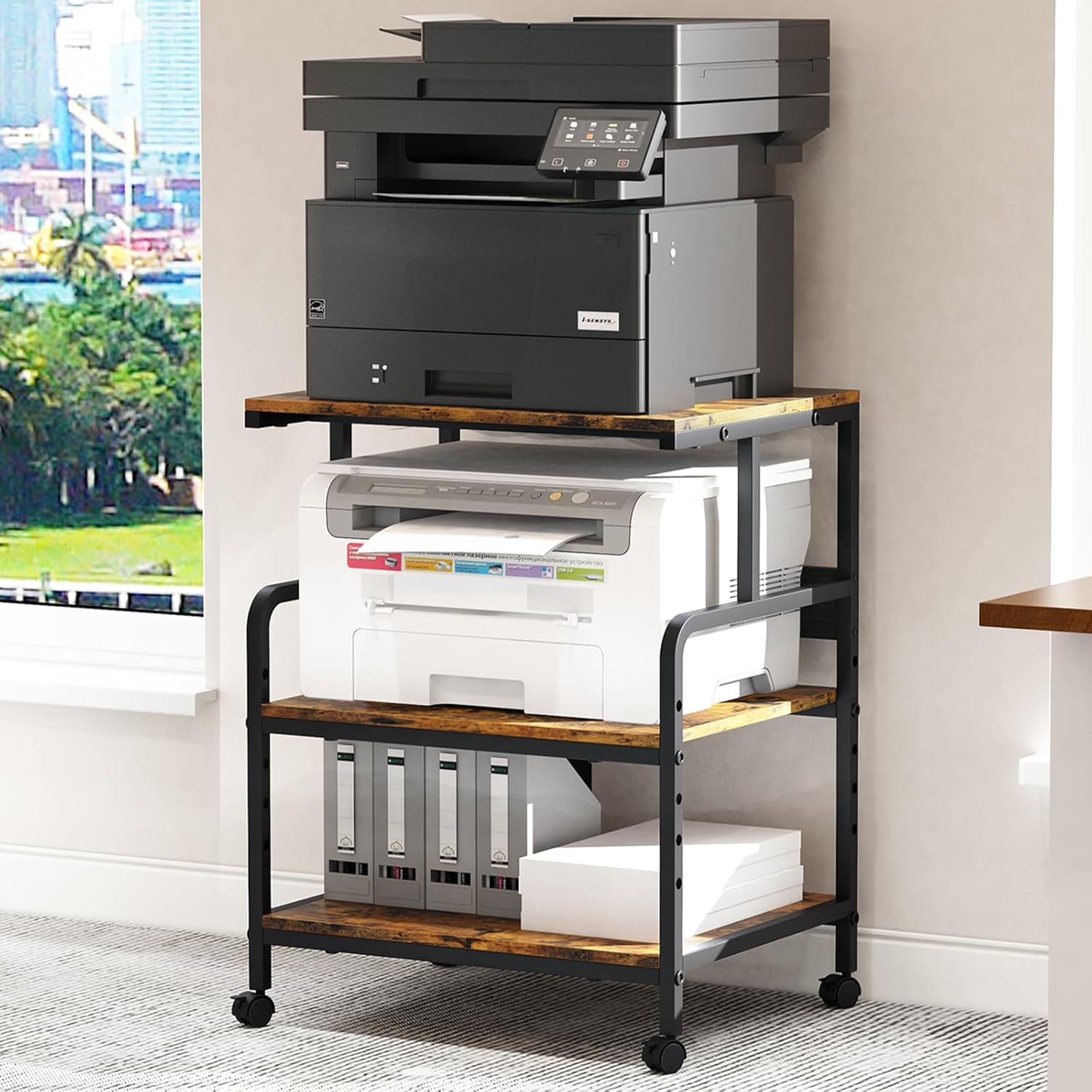 4 Tier Printer Stand with Storage Shelf, Large Tall Printer Cart with Wheels, Mobile Printer Table for Home Office, Adjustable Stands for Printer Heat Press Scanner Fax (Black), High 37 711MCsZuIFL. AC SL1500 - northernschoolofshiatsu.co.uk